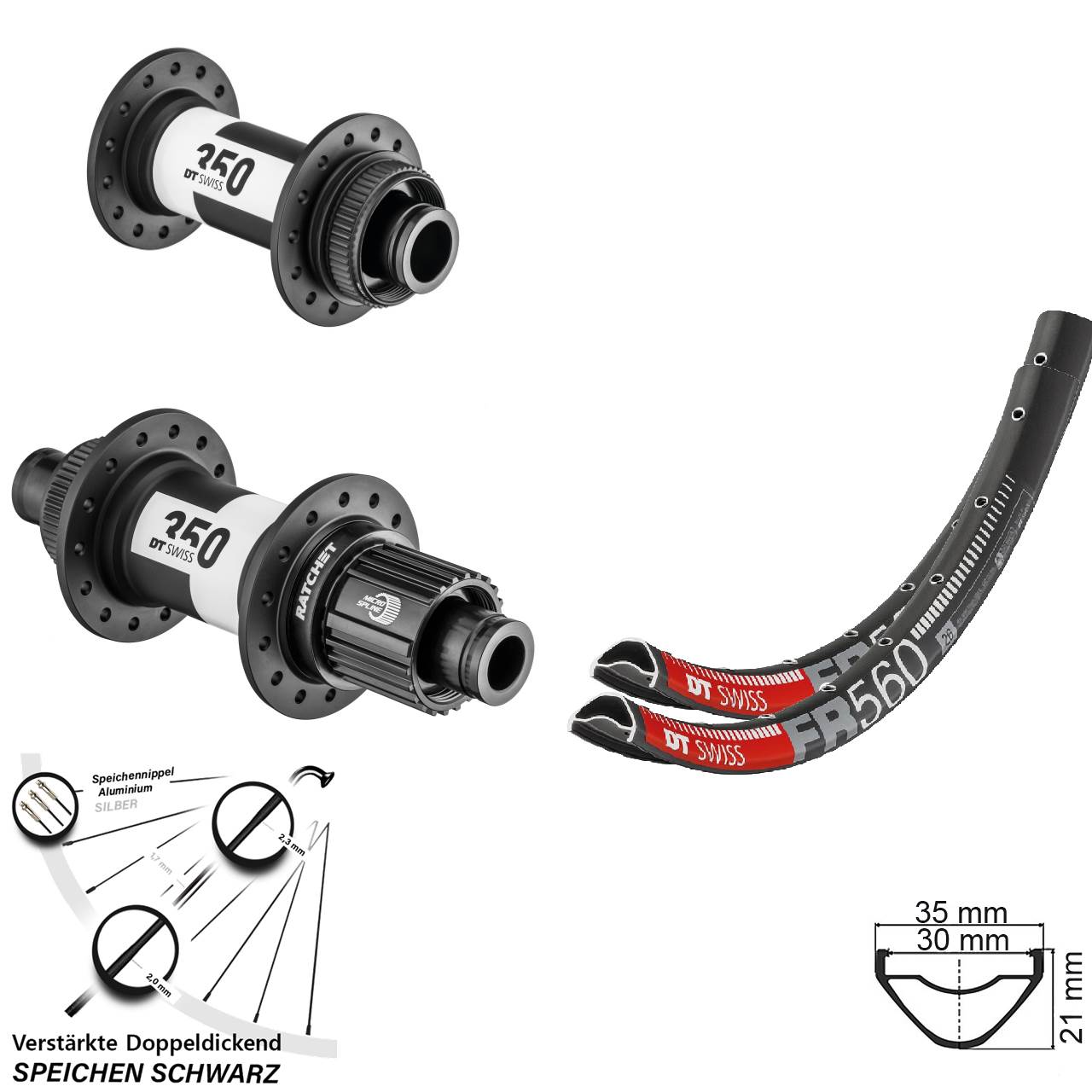 DT Swiss FR560 350 26 Zoll Laufradsatz Centerlock 15x100 12x142 Micro Spline