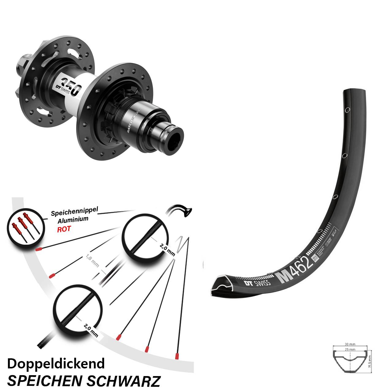DT Swiss M462-350 DEG72 27,5 Zoll Disc Hinterrad 12x148 XD 11-12 fach