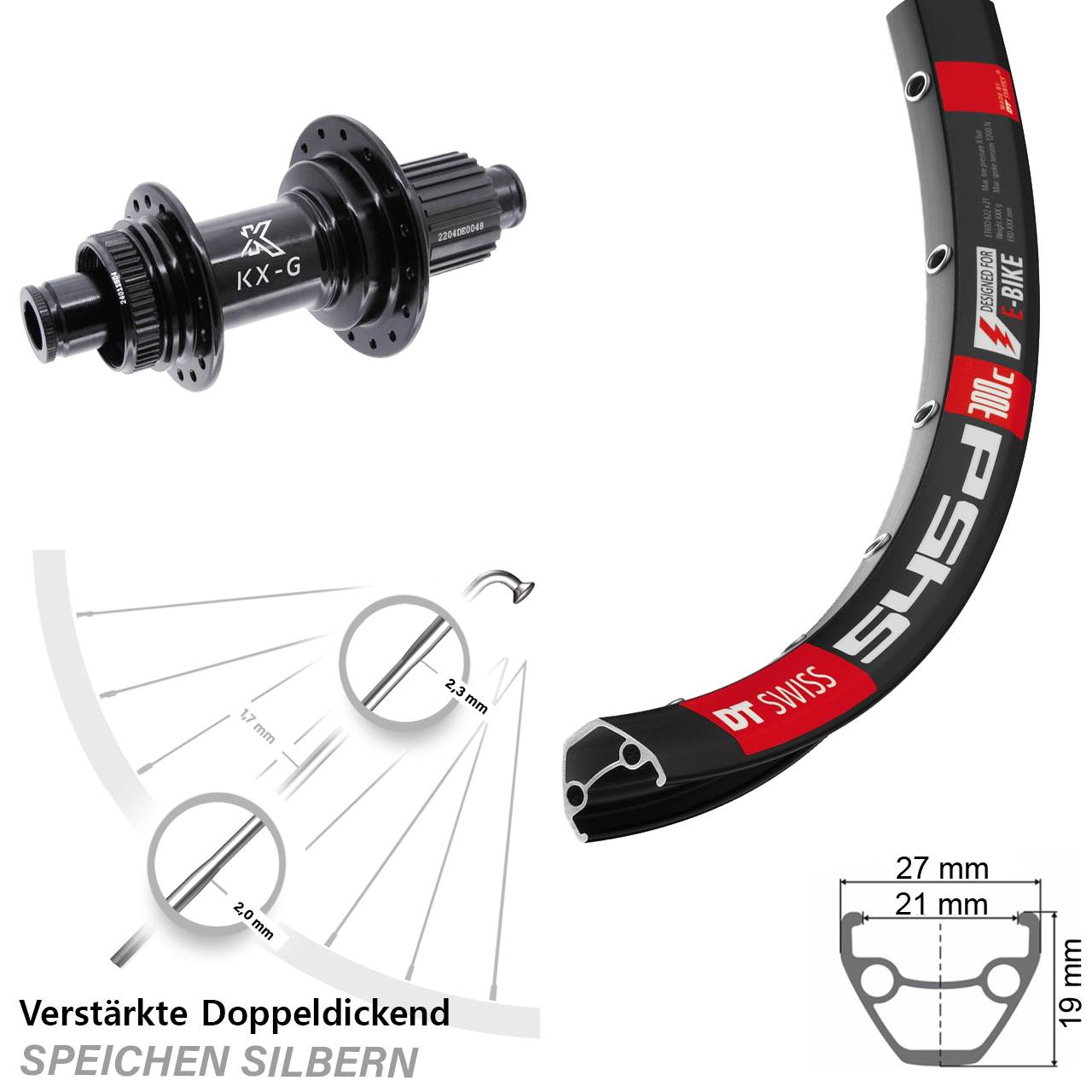 DT Swiss 545d KX-GS verstärkt 28-29 Zoll Centerlock Hinterrad 12x142 Shimano Micro Spline