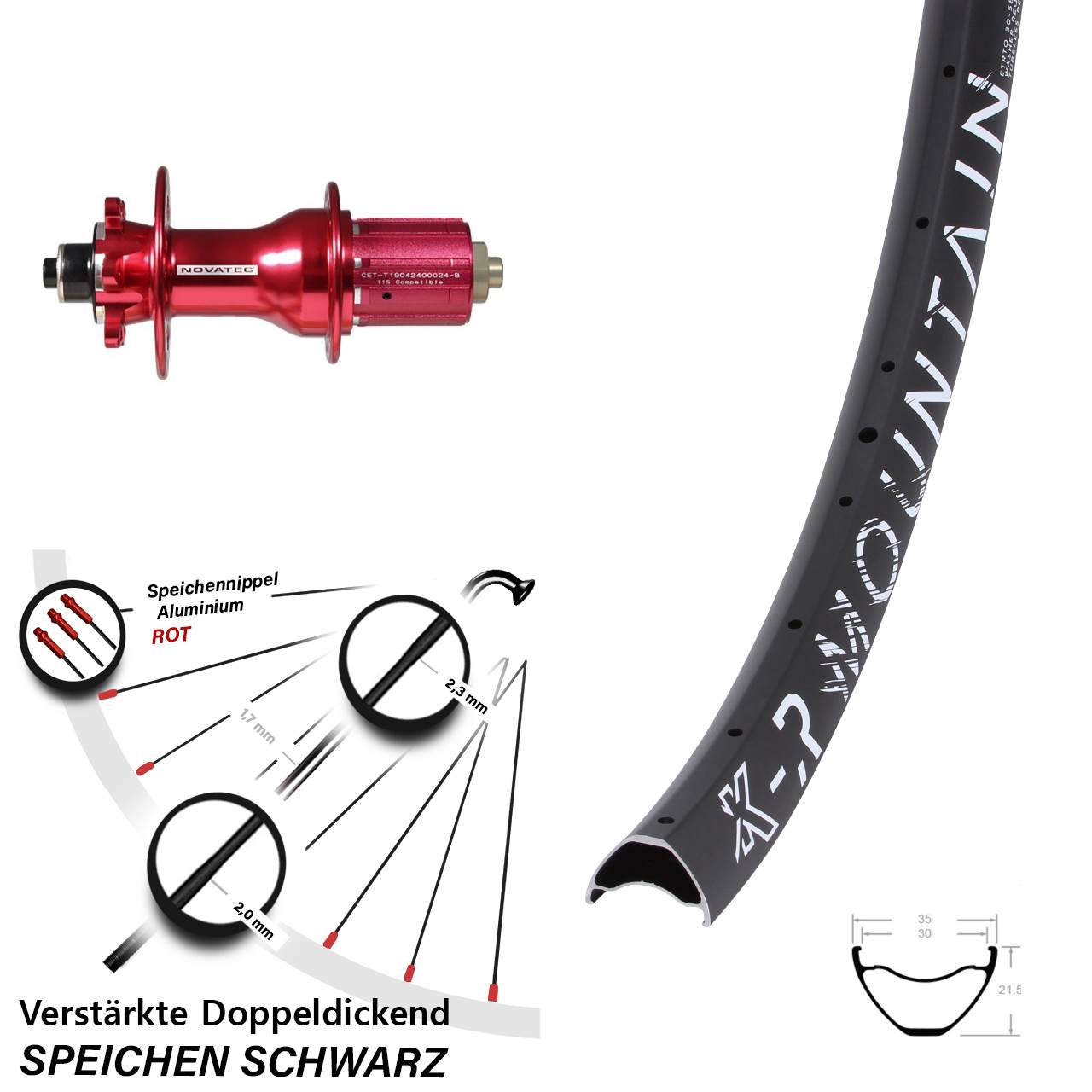 Hinterrad 6-Loch für Schnellspanner 29 Zoll KX-R Mountain Novatec D792 8-12 fach