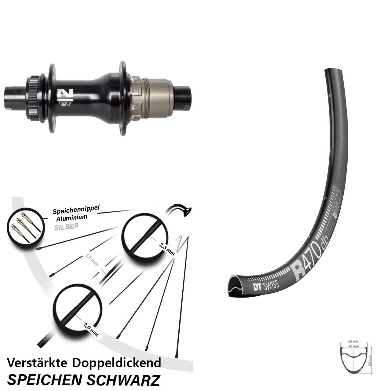 Centerlock Hinterrad 12x142 28 Zoll DT Swiss R 470 Novatec D792SB XDR