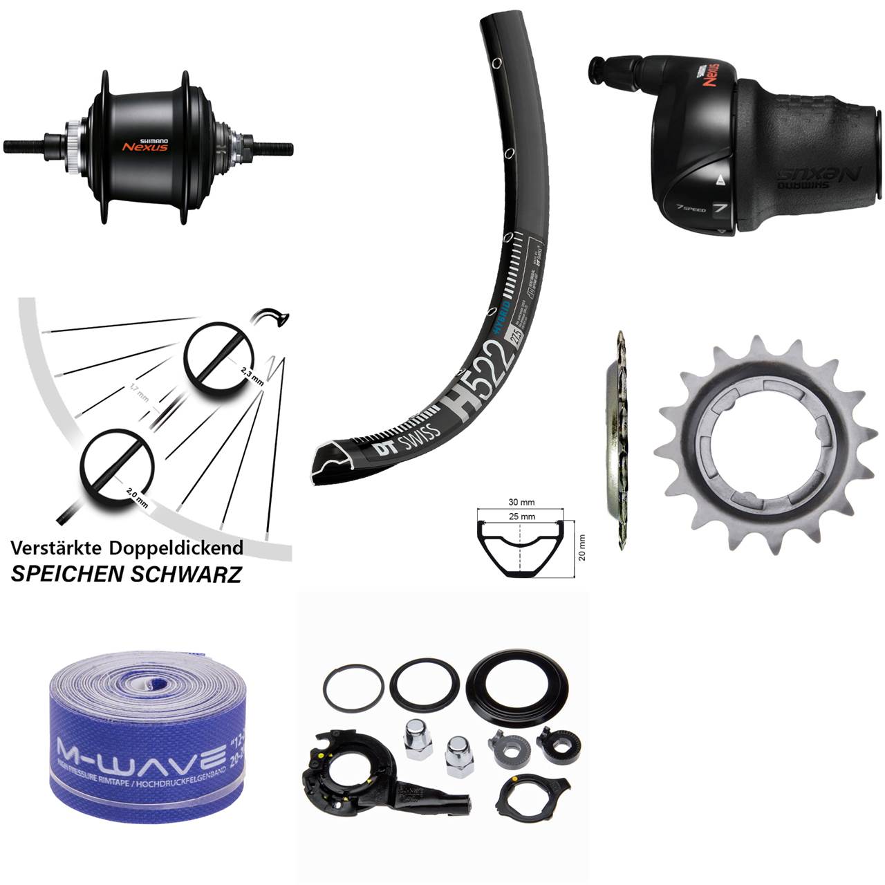 29 Zoll Hinterrad DT Swiss H522 Shimano Nexus 7-Gang Nabenschaltung Centerlock