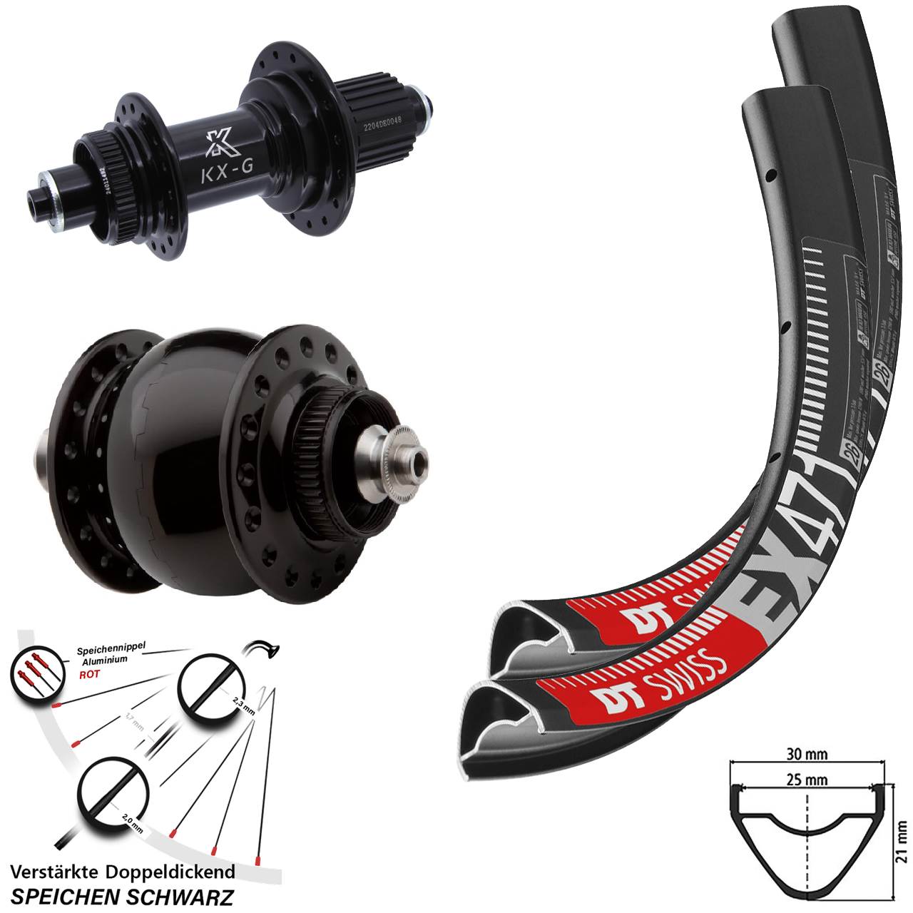 DT Swiss EX471 KX-GS verstärkt SONdelux 650B Laufradsatz Disc QR Micro Spline