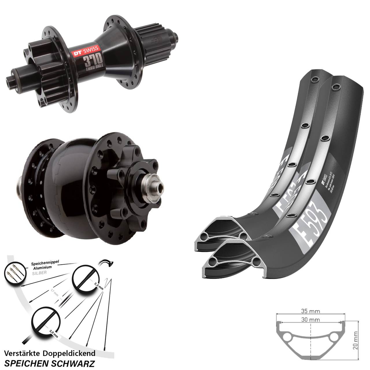 DT Swiss E 593-370 SON 28 29 Zoll Disc Laufrad-Satz QR Shimano Micro Spline