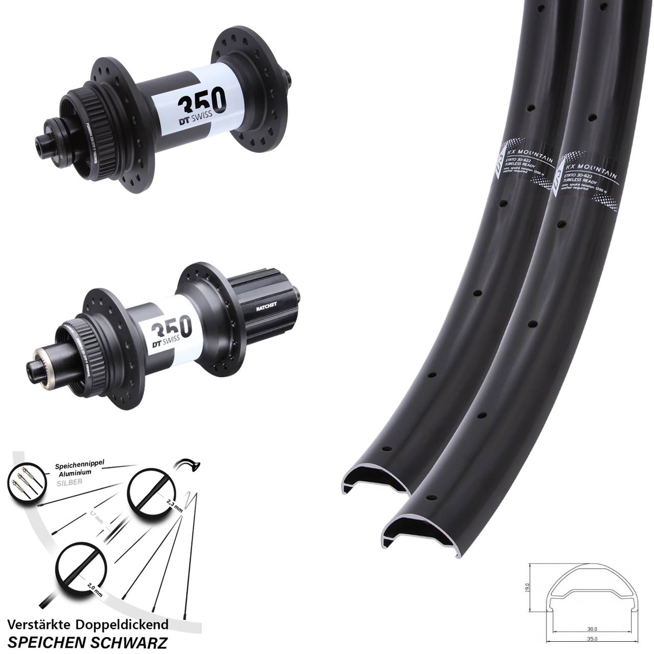 Disc Laufrad-Satz QR 29 Zoll KX Mountain TR DT Swiss 350 8-11 fach HG