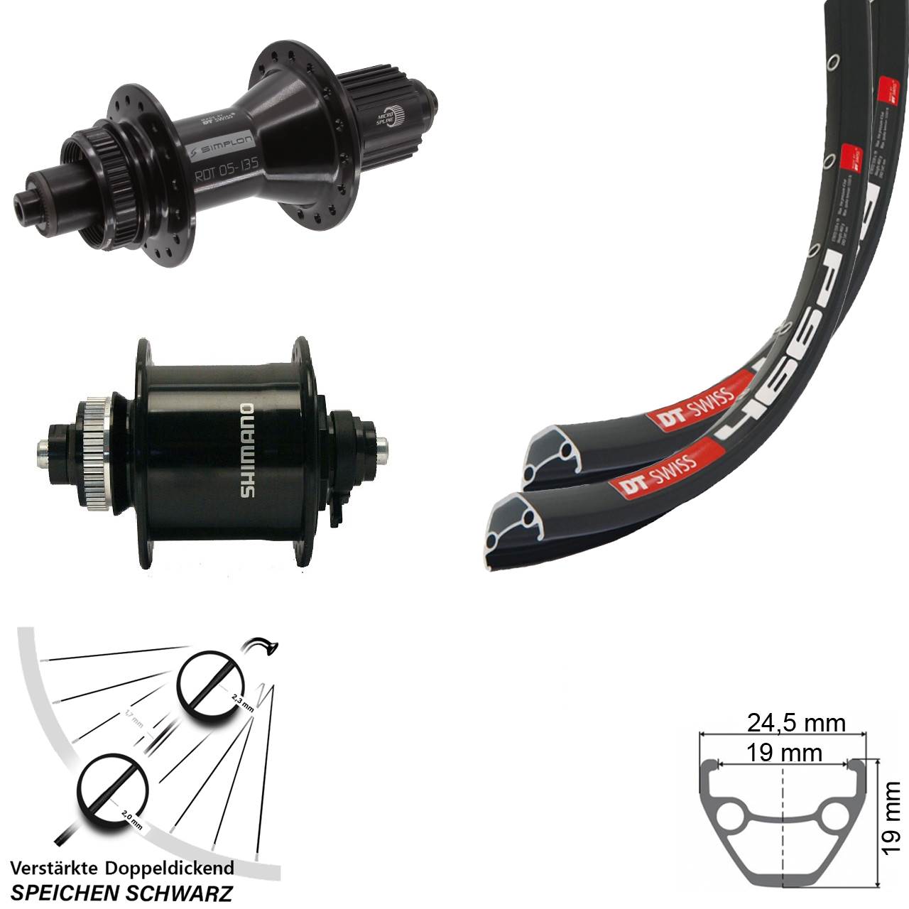 DT Swiss 466d-370 Hybrid Shimano UR700 Laufradsatz 28 Zoll Micro Spline