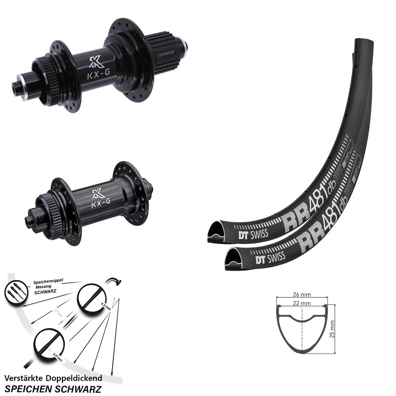 Laufradsatz Disc QR 28 Zoll DT Swiss RR481 KX-GS Heavy Duty Shimano Micro Spline