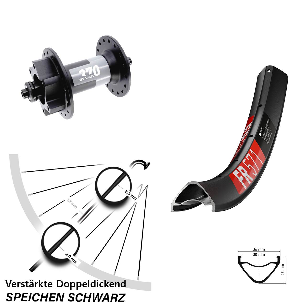 27,5 Zoll DT Swiss FR571 370 Disc Vorderrad QR