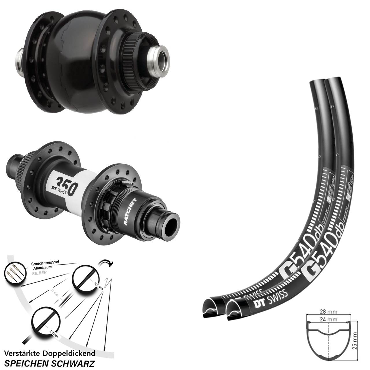 DT Swiss G540-350 Road SONdelux 28 Zoll Disc Laufrad-Satz 12x100/142 SRAM XDR