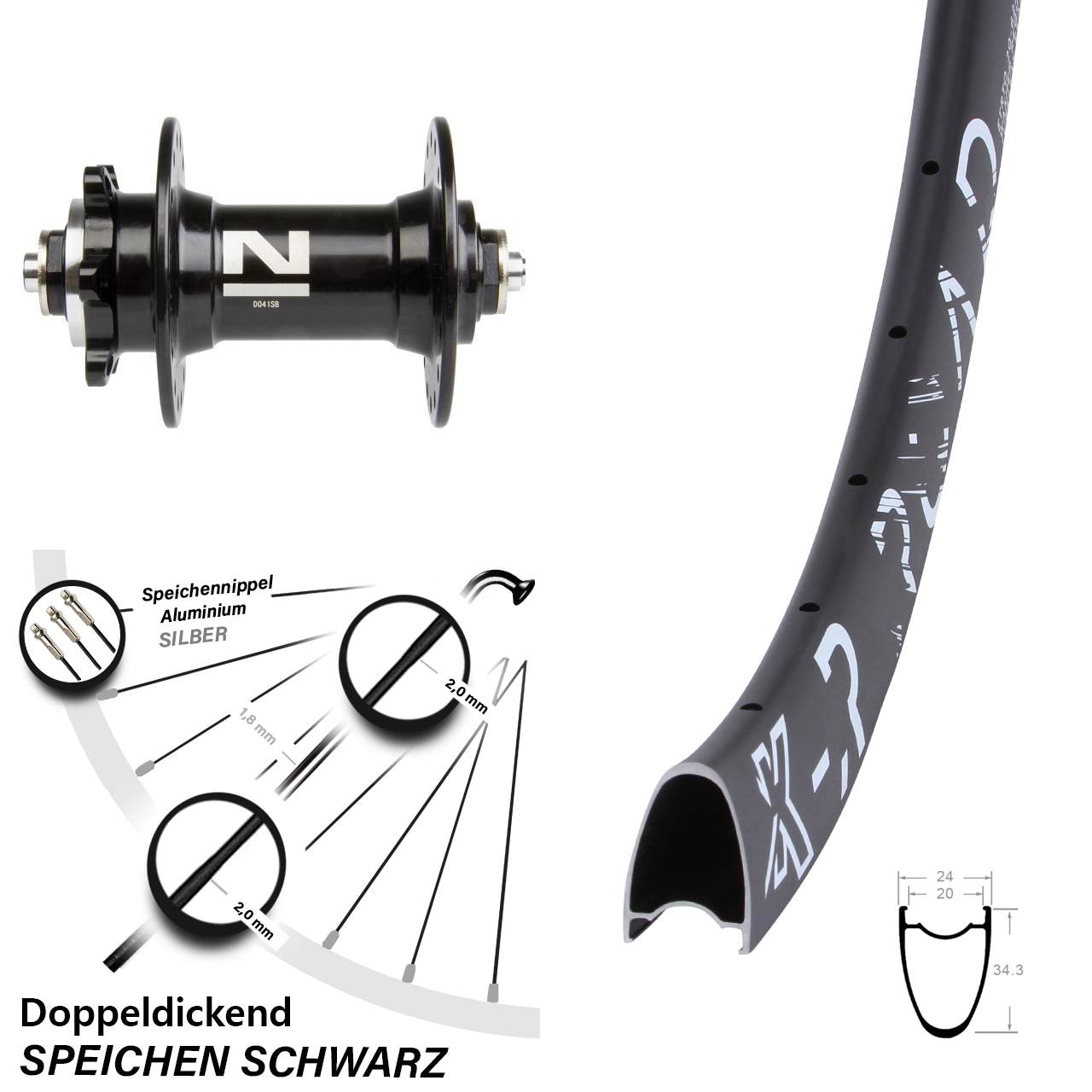 28 Zoll KX-R Road Novatec D041 Disc Vorderrad QR