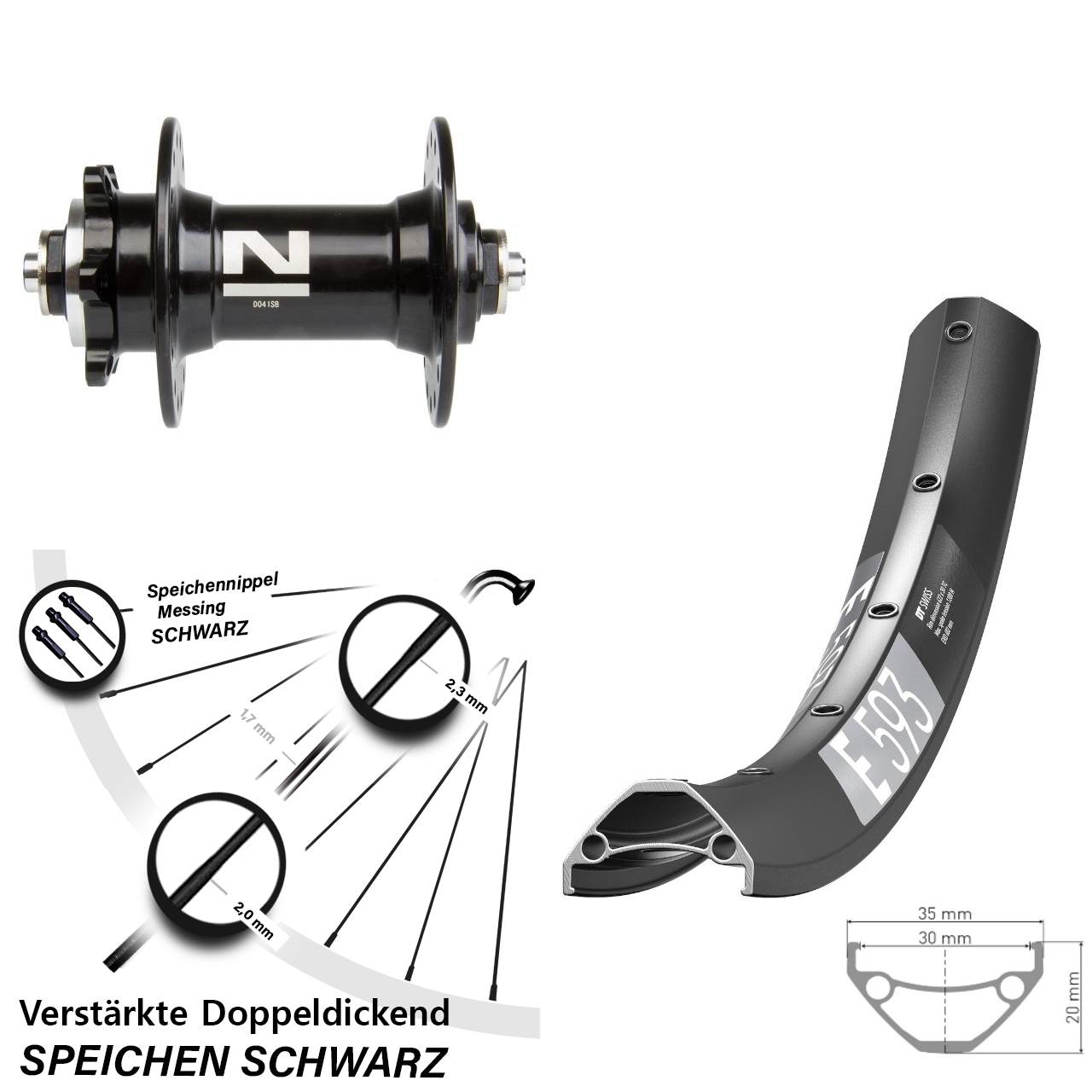Disc Laufrad 650B DT Swiss E 593 Novatec D-041 für Schnellspanner