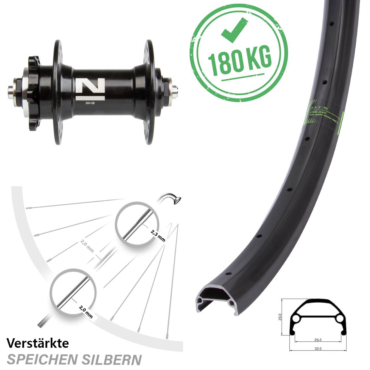 KX Evo Novatec D-041 650B 6-Loch Vorderrad für Schnellspanner
