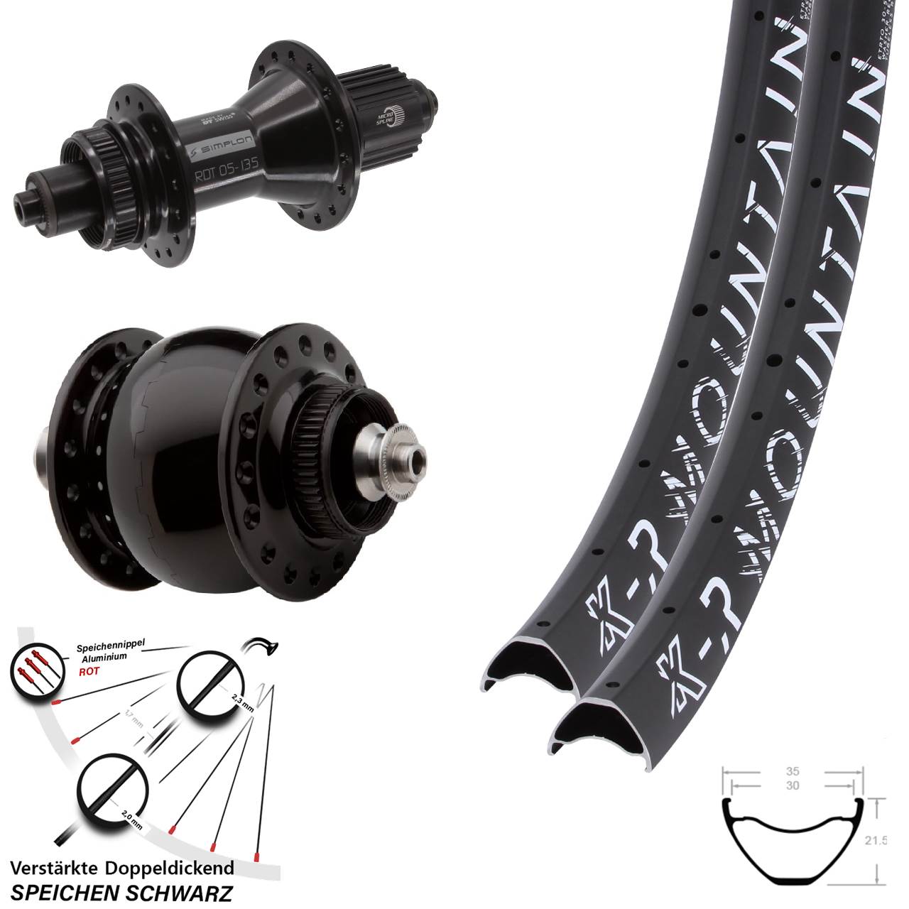 KX-R Mountain DT Swiss 370 Hybrid SONdelux 27,5 Zoll CL Laufradsatz QR Micro Spline