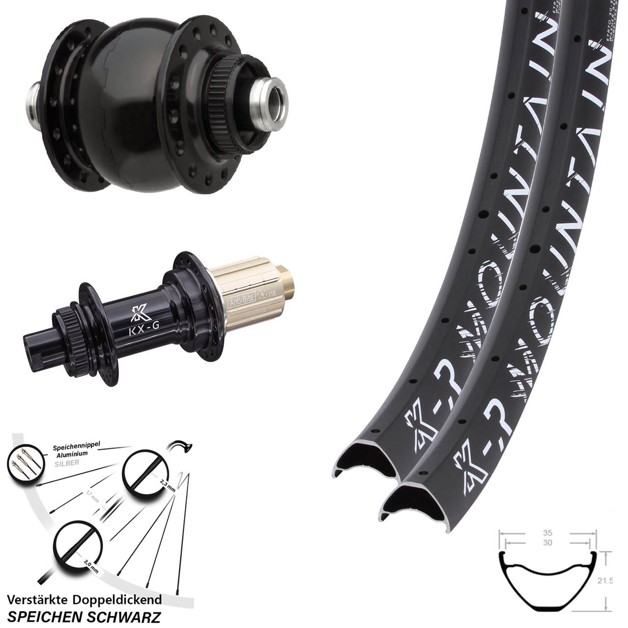 KX-GR Mountain SONdelux 27,5 Zoll Centerlock Laufradsatz 12x100/142 8-12 fach