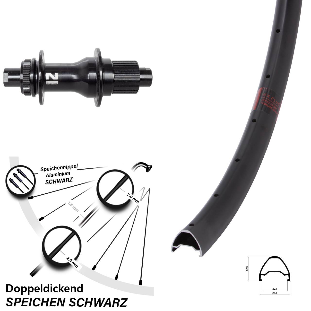 Centerlock Hinterrad 12x142 28 Zoll KX Clue Novatec D792SB Shimano Micro Spline