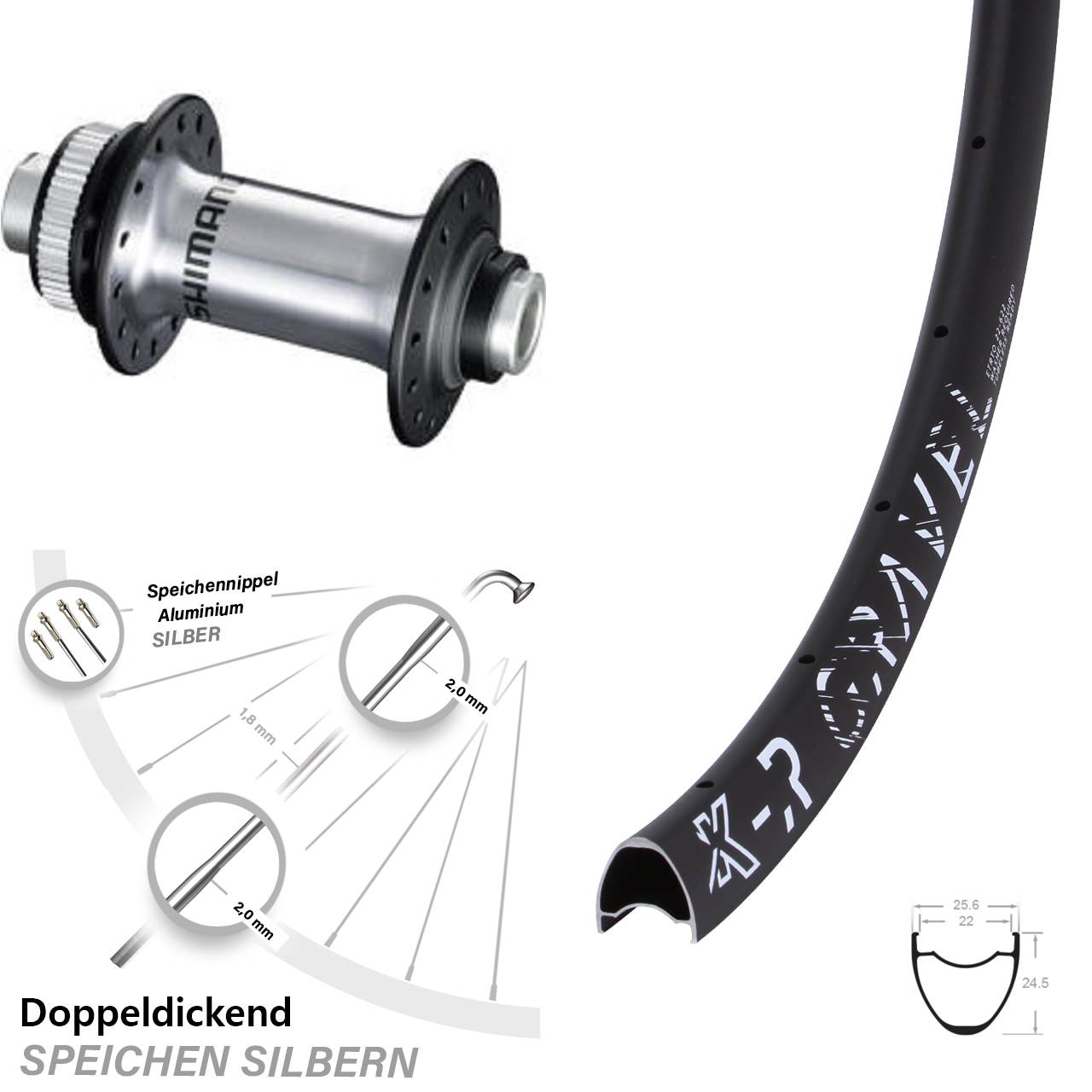 Shimano HB-RS770 Vorderrad 12x100 mm KX-R Gravel 28-29 Zoll Centerlock