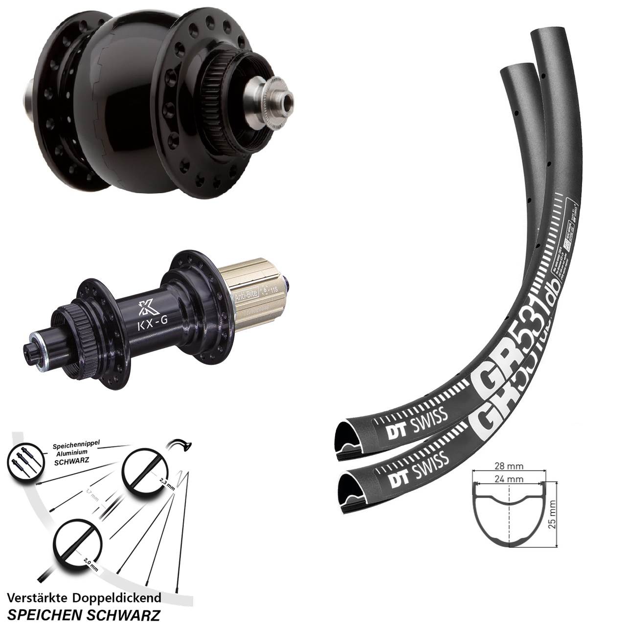 Laufradsatz Centerlock QR 28-29 Zoll DT Swiss GR 531 KX-G SON delux 8-12 fach HG