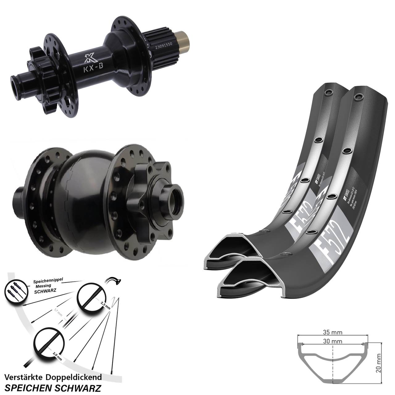 6-Loch Laufradsatz 650B DT Swiss F 572 KX-B SON 28 Shimano Micro Spline 15x110 12x148