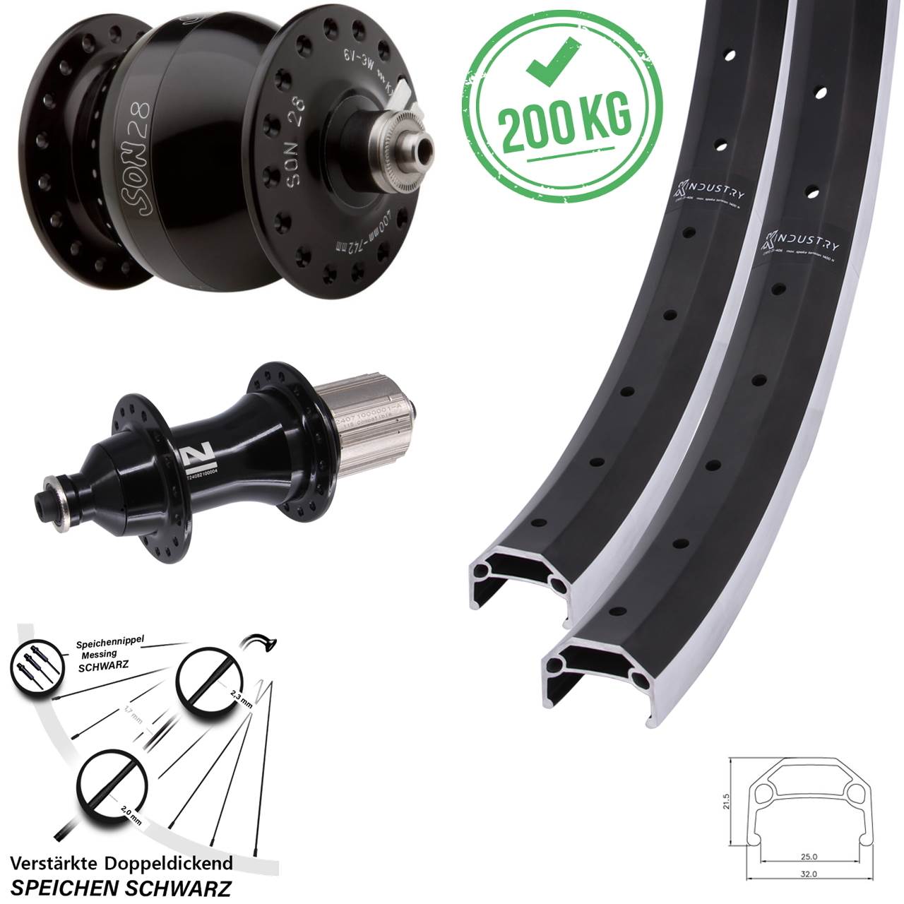 Laufradsatz 20/26 Zoll KX Industry Novatec F162 Heavy Duty SON 28 8-12 fach HG QR