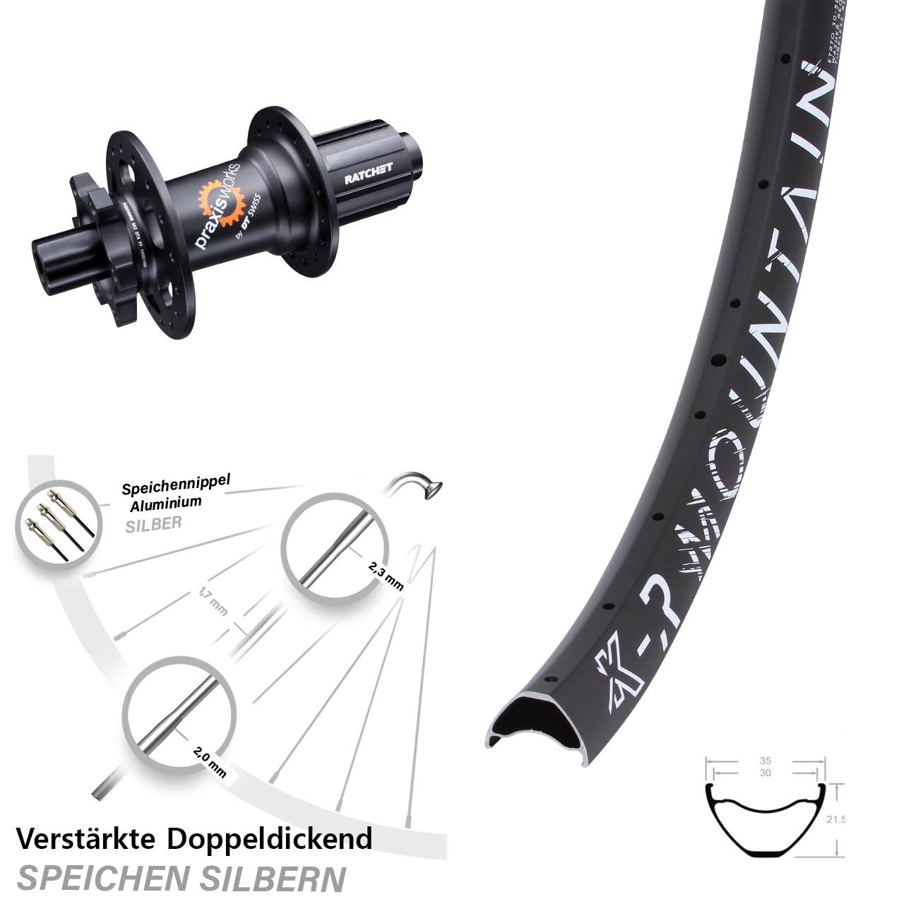 Disc Laufrad 12x142 29 Zoll KX-R Mountain DT Swiss 350 8-11 fach HG