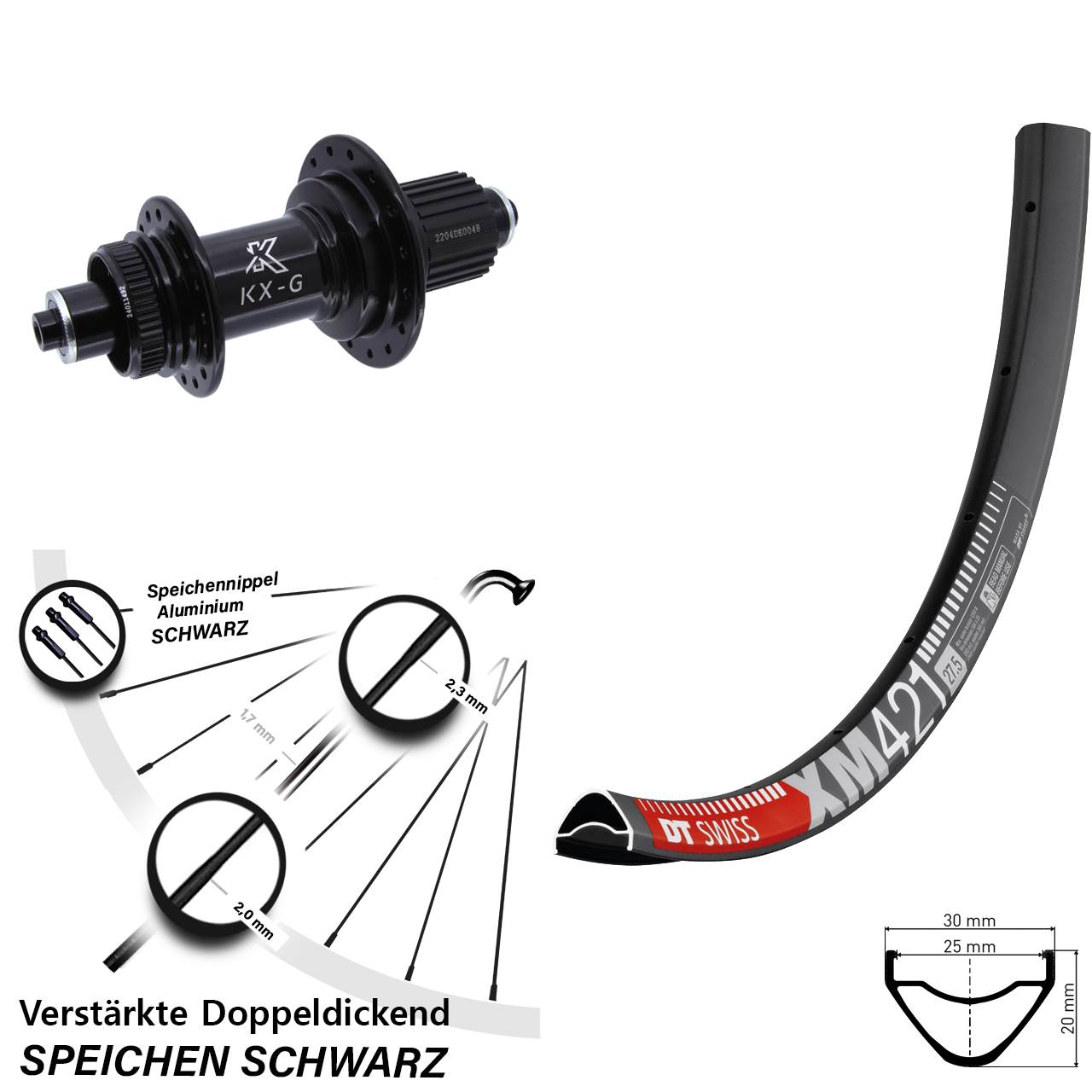Hinterrad Centerlock 29 Zoll DT Swiss XM 421 KX-GS verstärkt Micro Spline QR