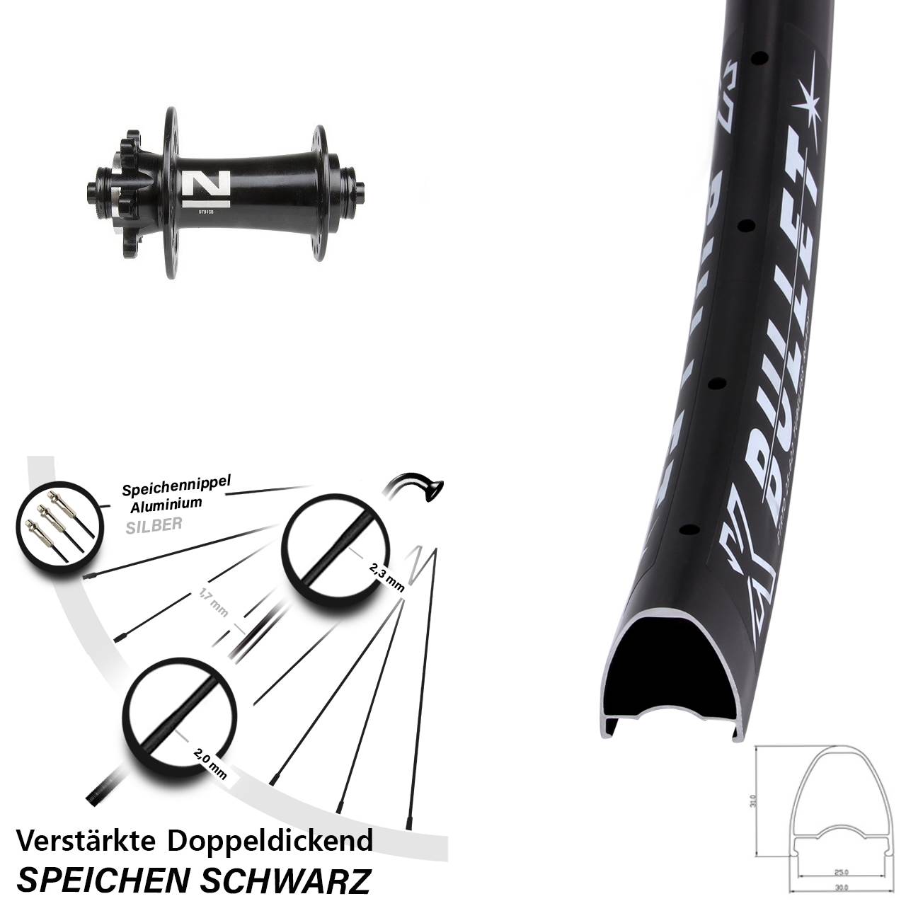 28 Zoll KX Bullet Novatec D791SB Disc Laufrad für Schnellspanner