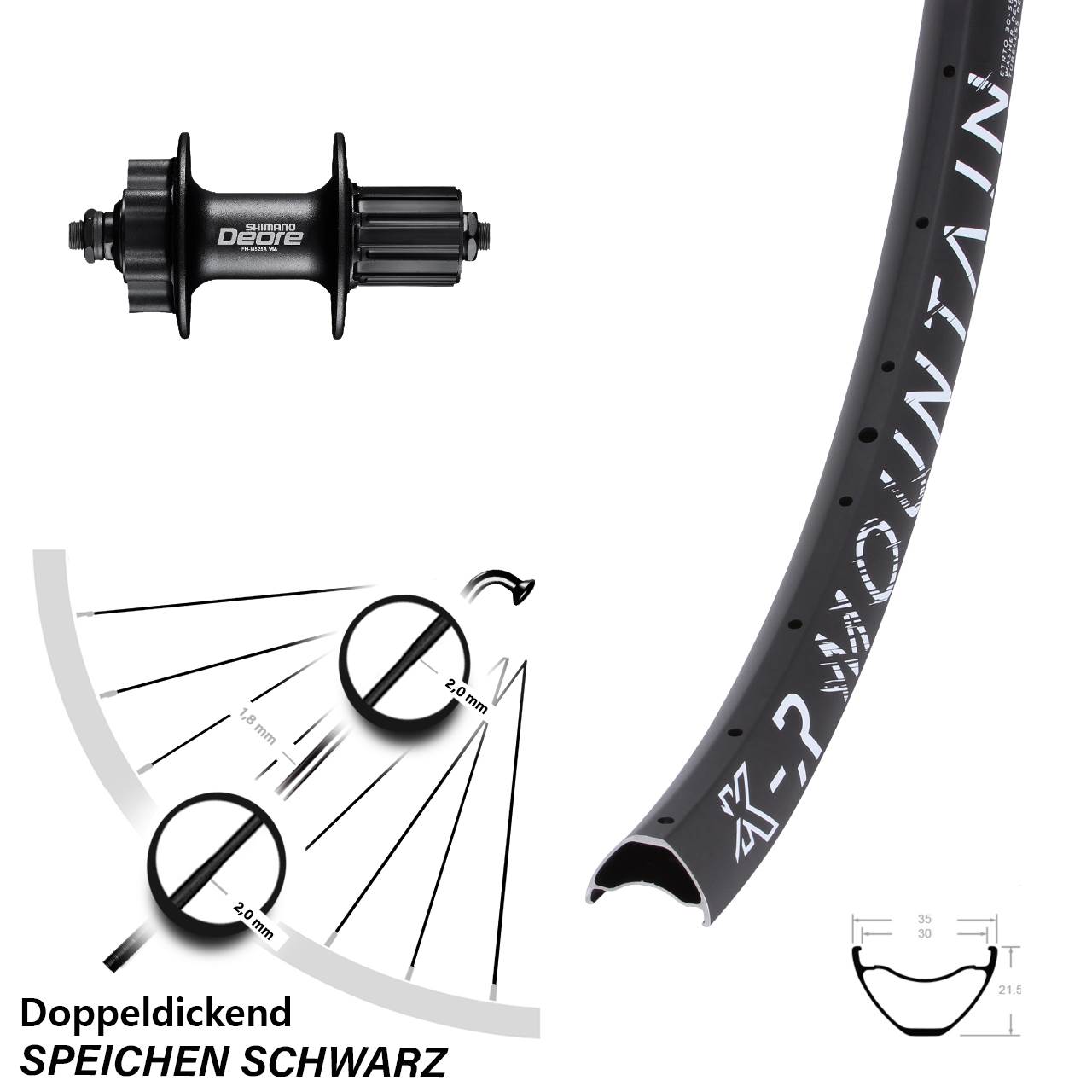 27,5 Zoll KX-R Mountain Shimano FH-M525 6-Loch Hinterrad für Schnellspanner 8-11 fach