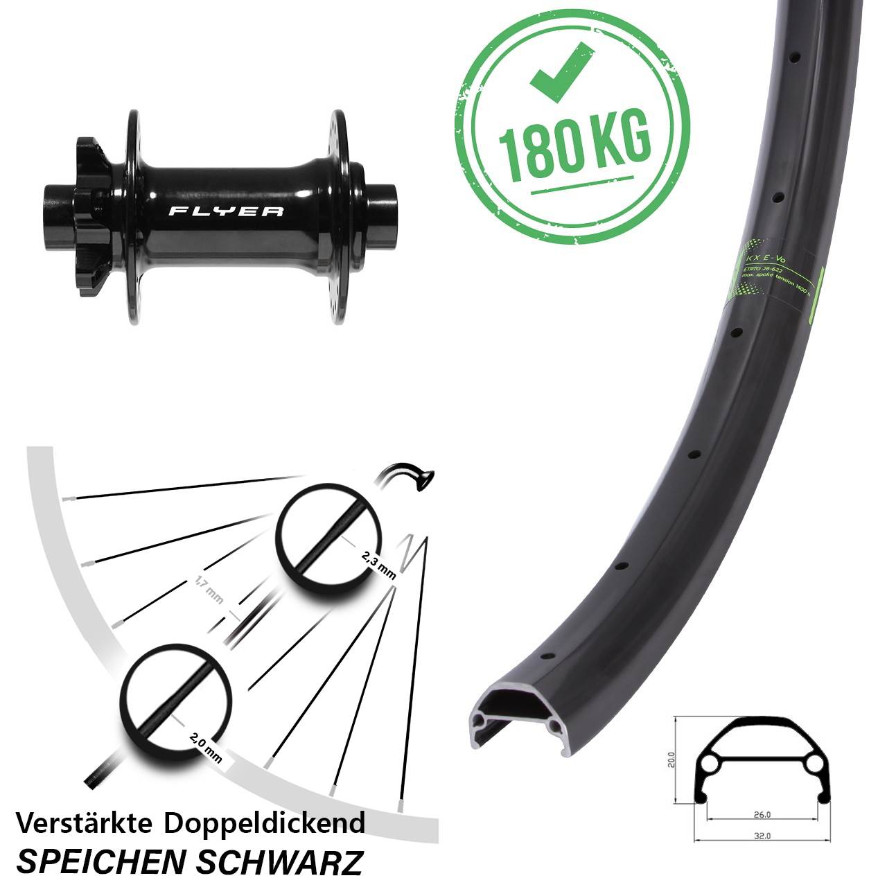 27,5 Zoll Vorderrad KX Evo Formula Boost 6-Loch