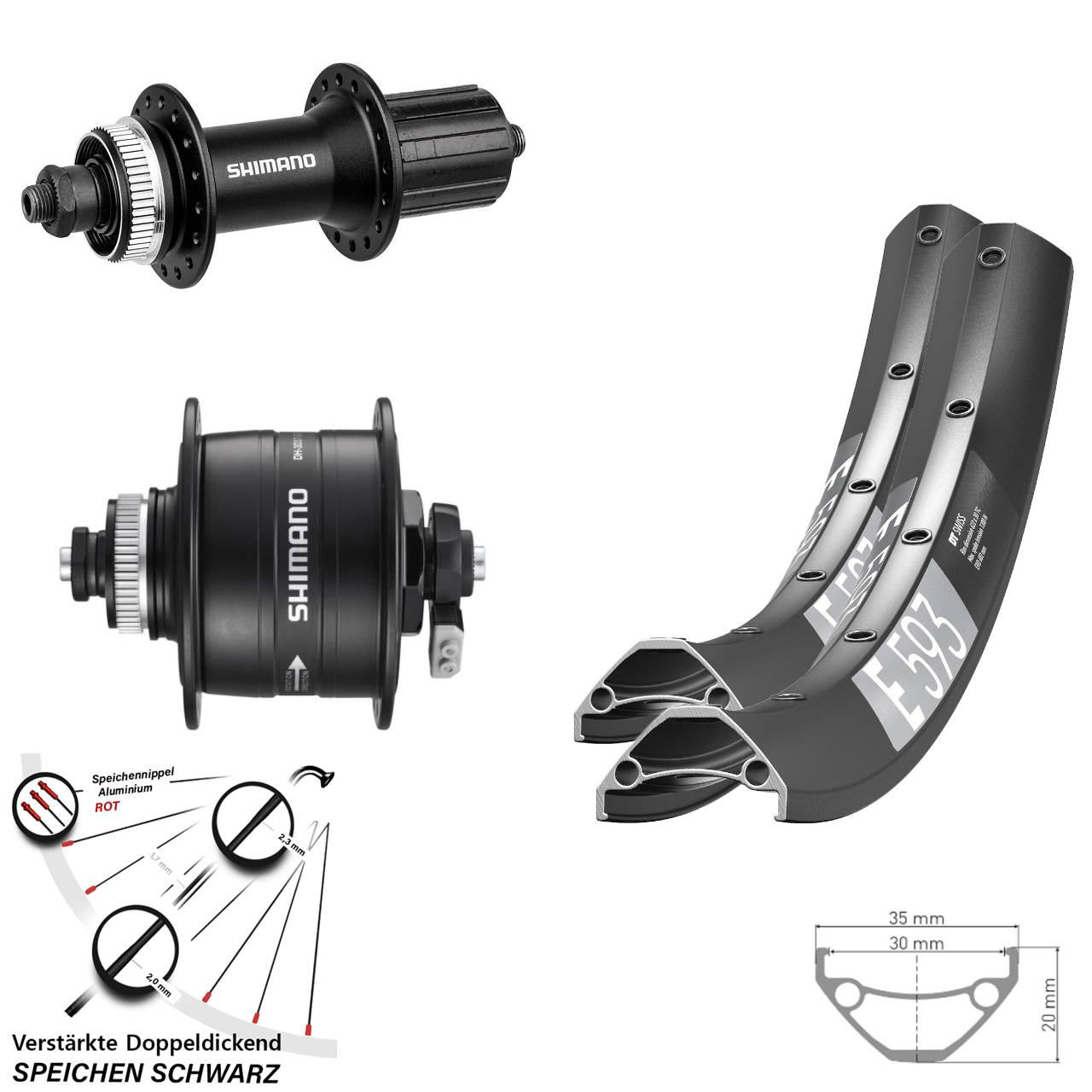 DT Swiss E593 Shimano Alivio DH-3D37 29 Zoll Centerlock Laufradsatz QR 8-11 fach HG