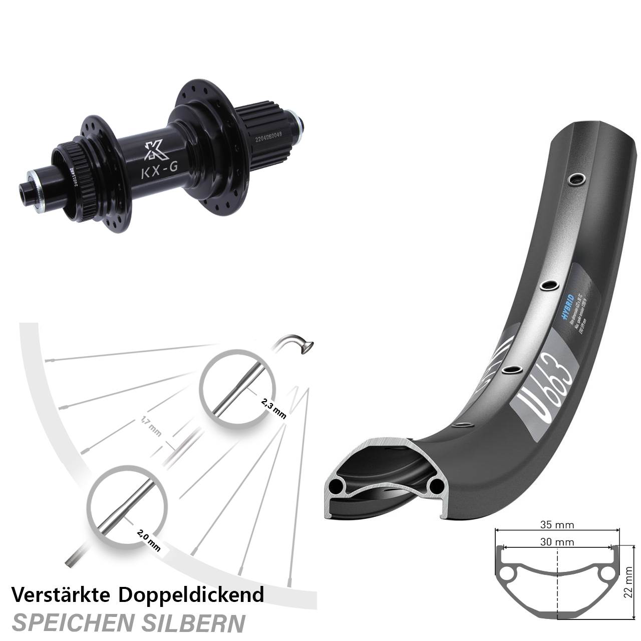 Hinterrad Centerlock QR 20 Zoll DT Swiss U 663 KX-GS Heavy Duty Micro Spline