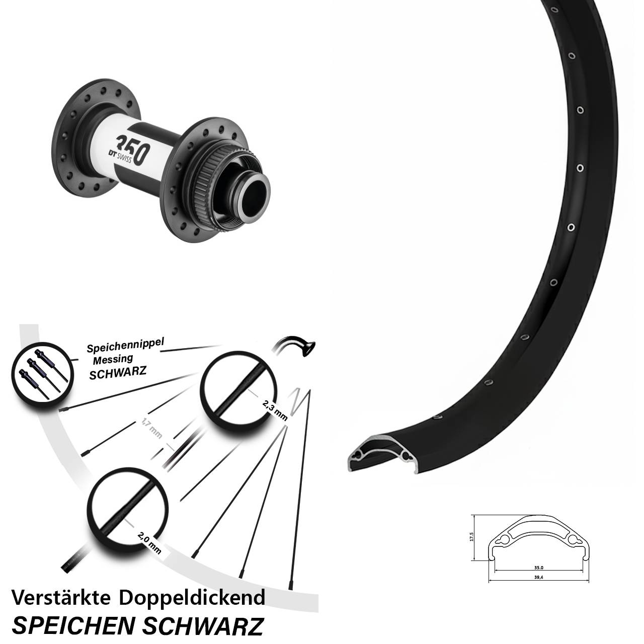 Vorderrad 29 Zoll Ryde Disc 35 DT Swiss 350 15x100