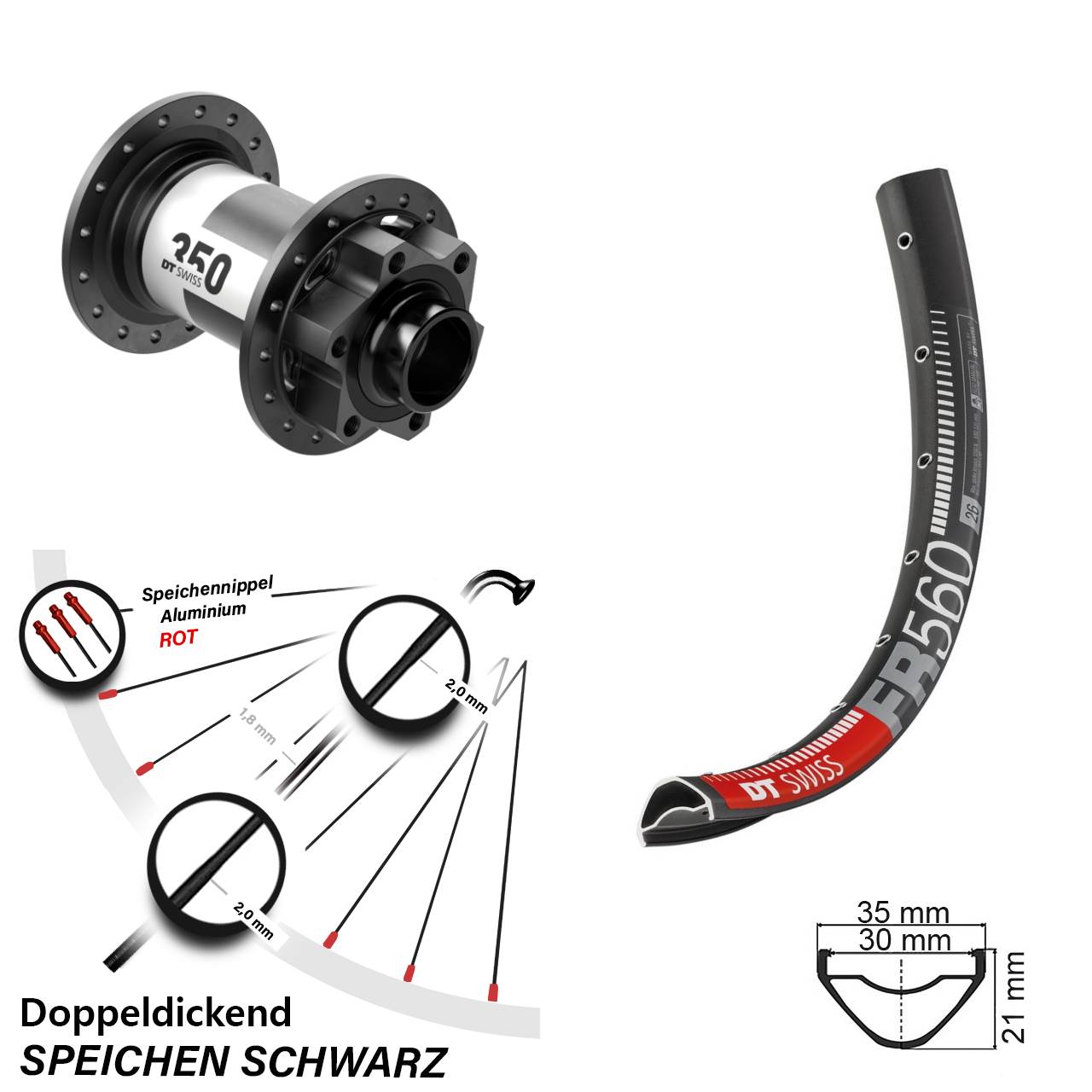 Disc Laufrad 20x110 Boost 26 Zoll DT Swiss FR560 350