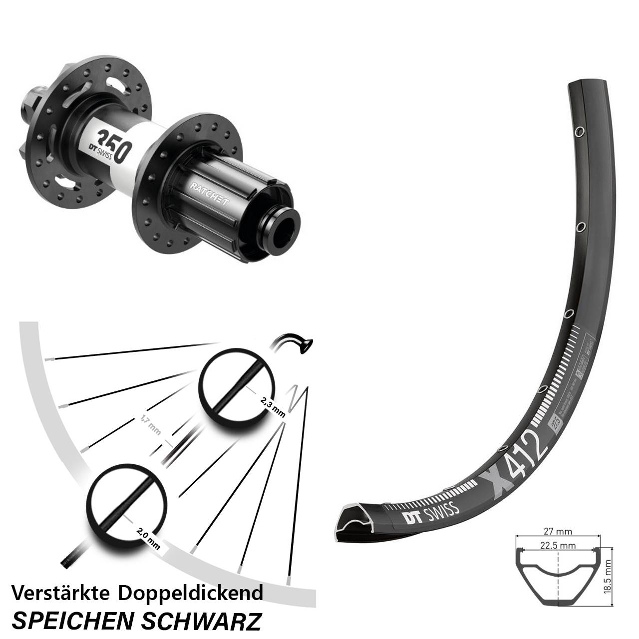 Disc Laufrad 12x148 28-29 Zoll DT Swiss X412-350 8-11 fach HG