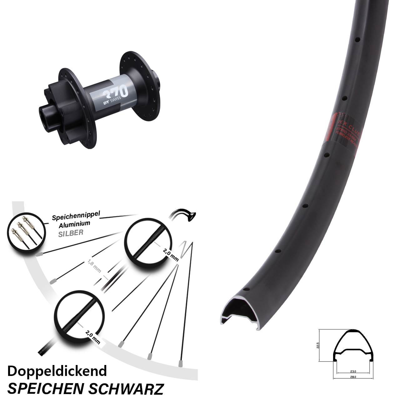 Disc Laufrad 12x100 27,5 Zoll KX Clue DT Swiss 370
