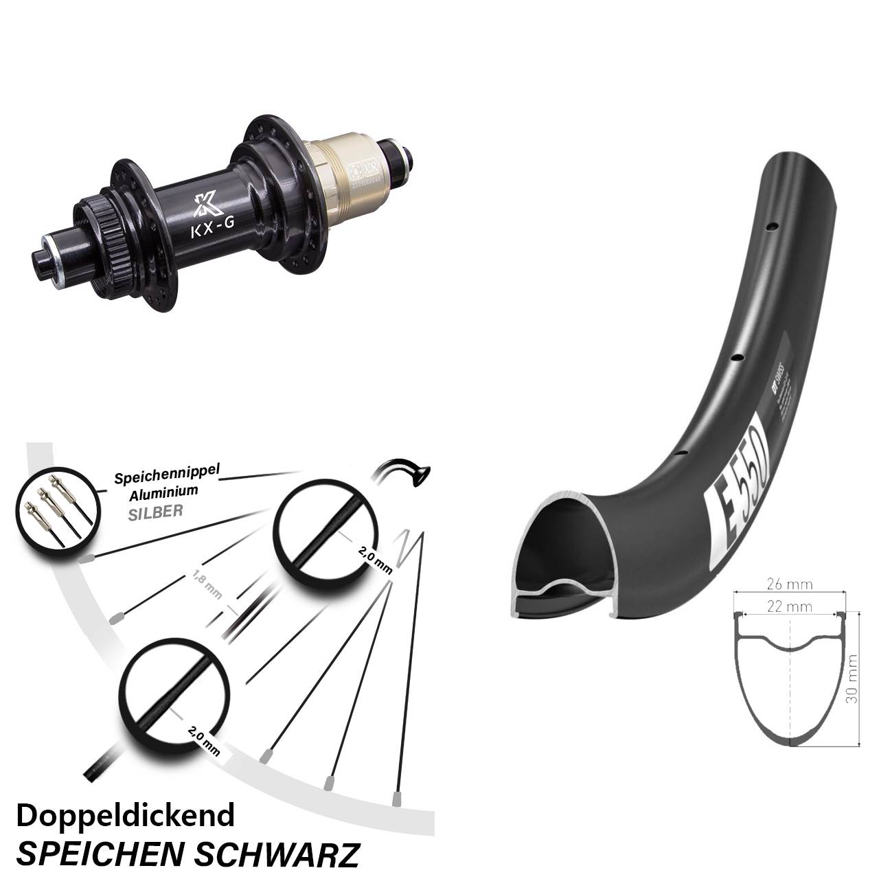 Hinterrad Centerlock 28 Zoll DT Swiss E550 KX-G XD-R QR