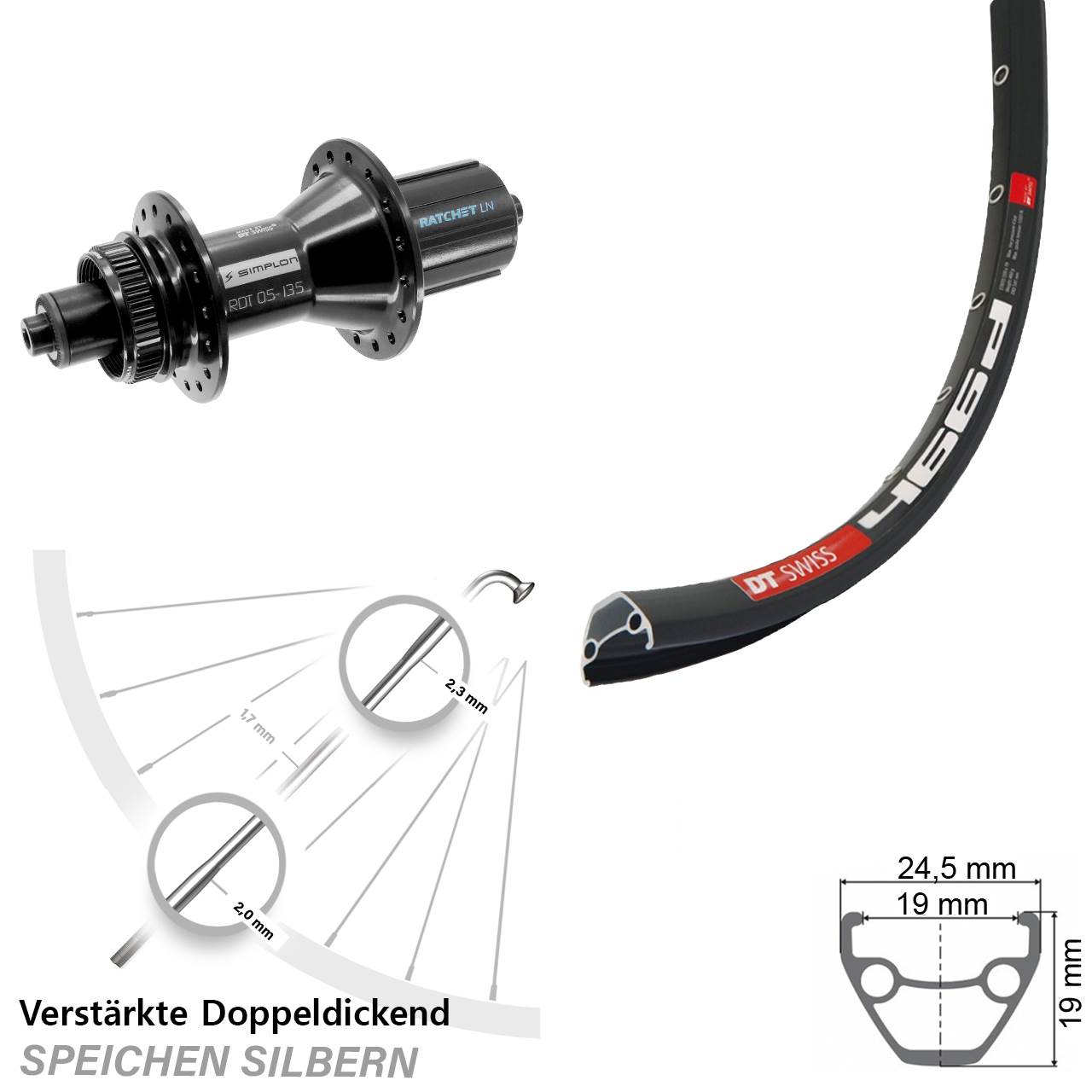 Disc Hinterrad für Schnellspanner 28 Zoll DT Swiss 466d-370 Hybrid 8-11 fach HG