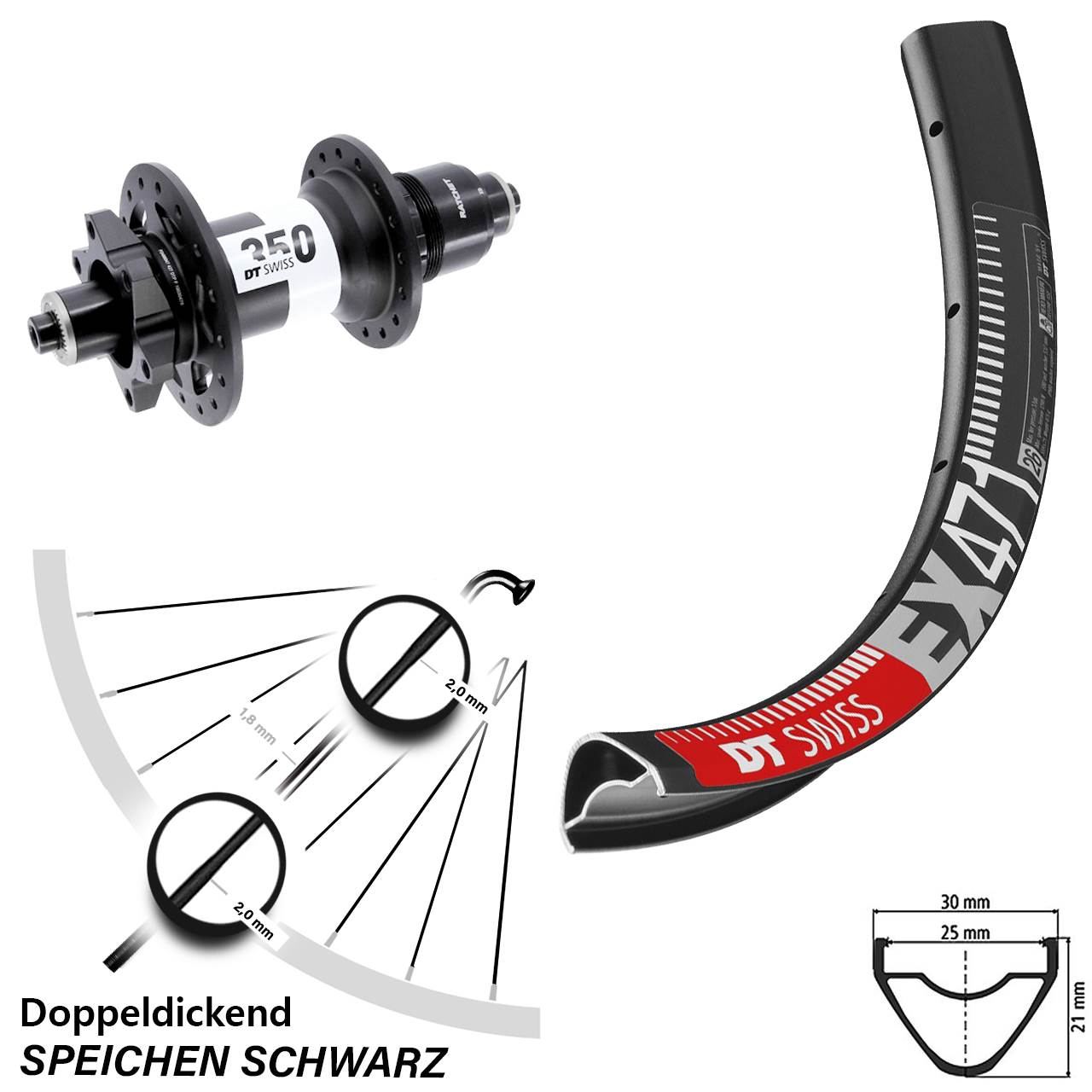 DT Swiss EX 471-350 650B Disc Laufrad QR Boost SRAM XD