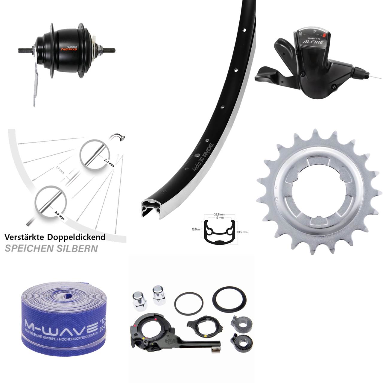 Hinterrad 28 Zoll Ryde Andra 30 Shimano Nexus 8 Gang Rücktritt