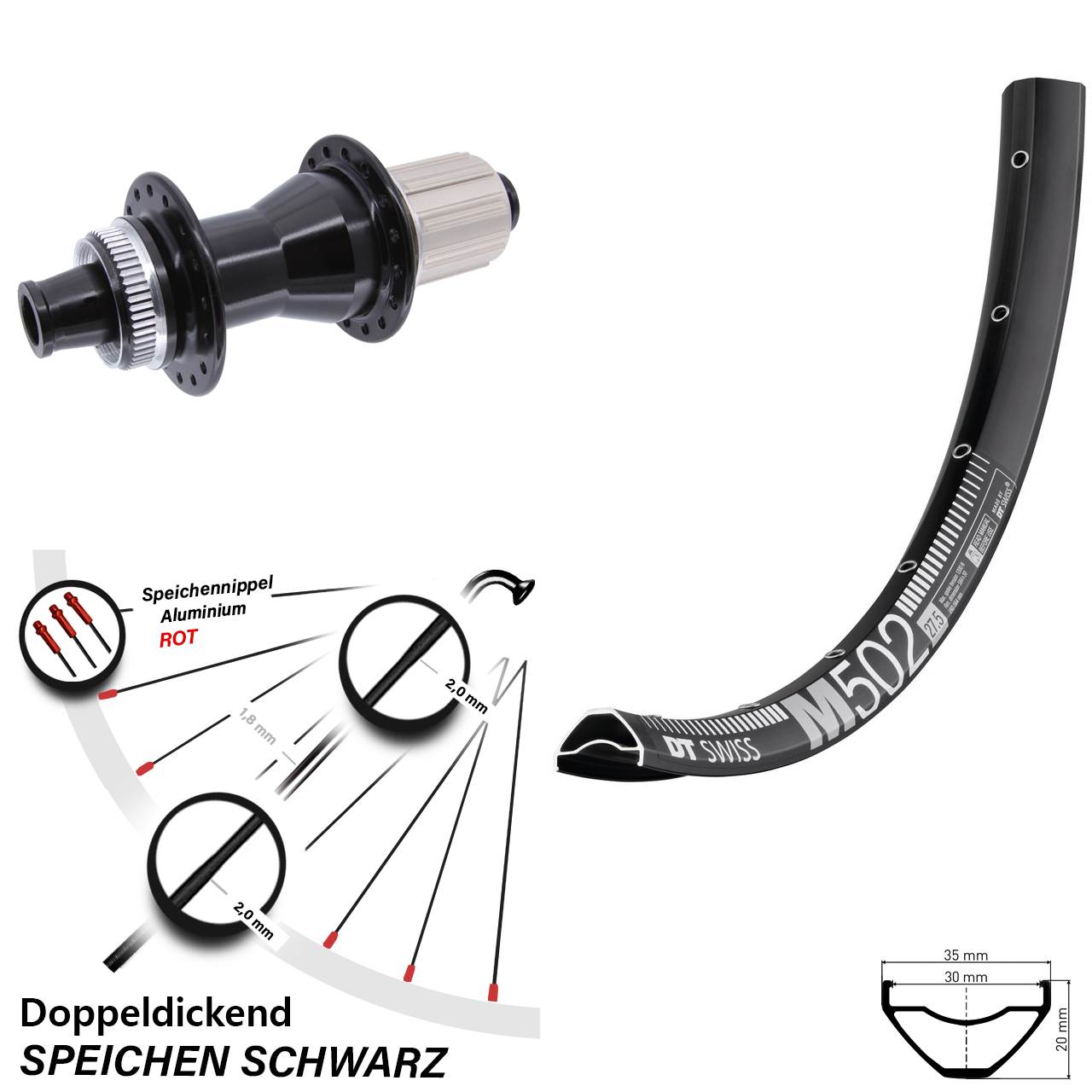 Disc Hinterrad 29 Zoll DT Swiss M502 Novatec CL-142 8-12 fach HG 12x142