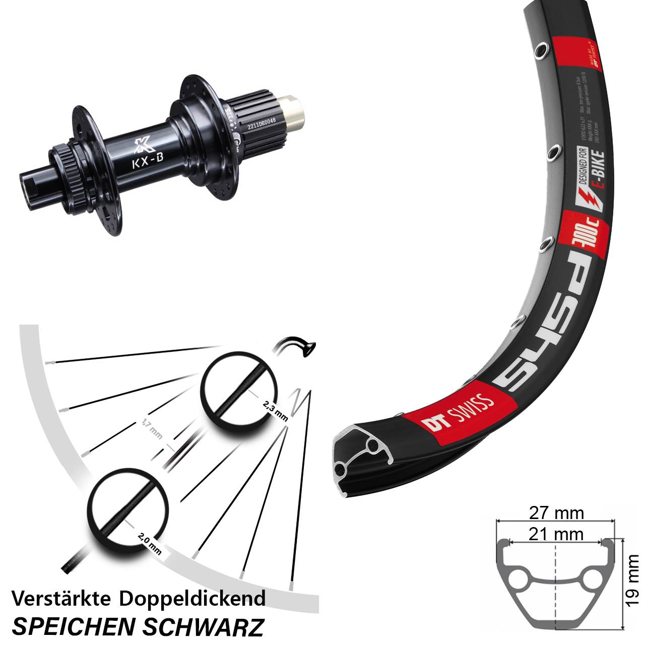 26 Zoll DT Swiss 545D Disc KX-B 12x148 Boost Centerlock Micro Spline Hinterrad