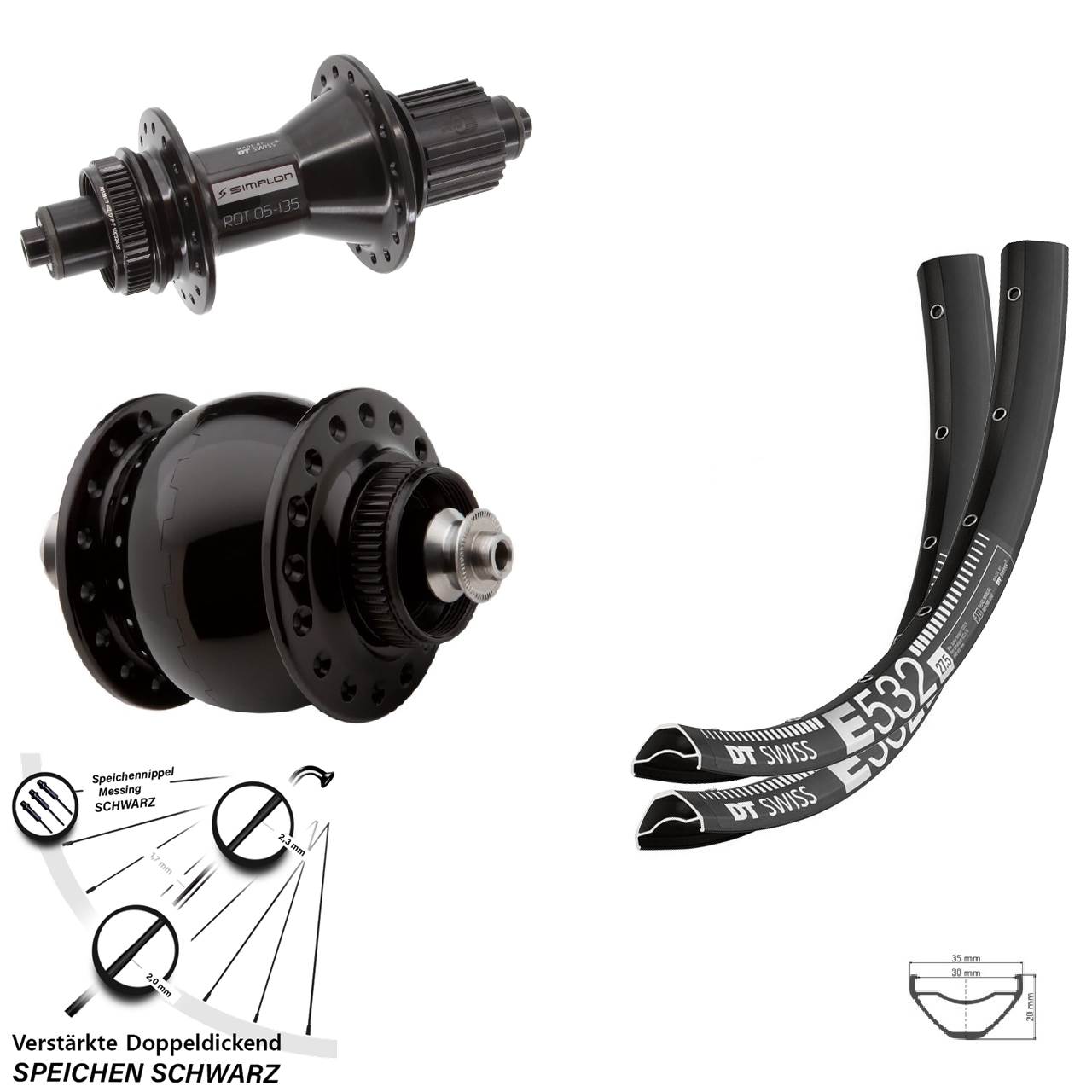Laufradsatz Centerlock 29 Zoll DT Swiss E 532 370 Hybrid SONdelux Shimano Micro Spline QR