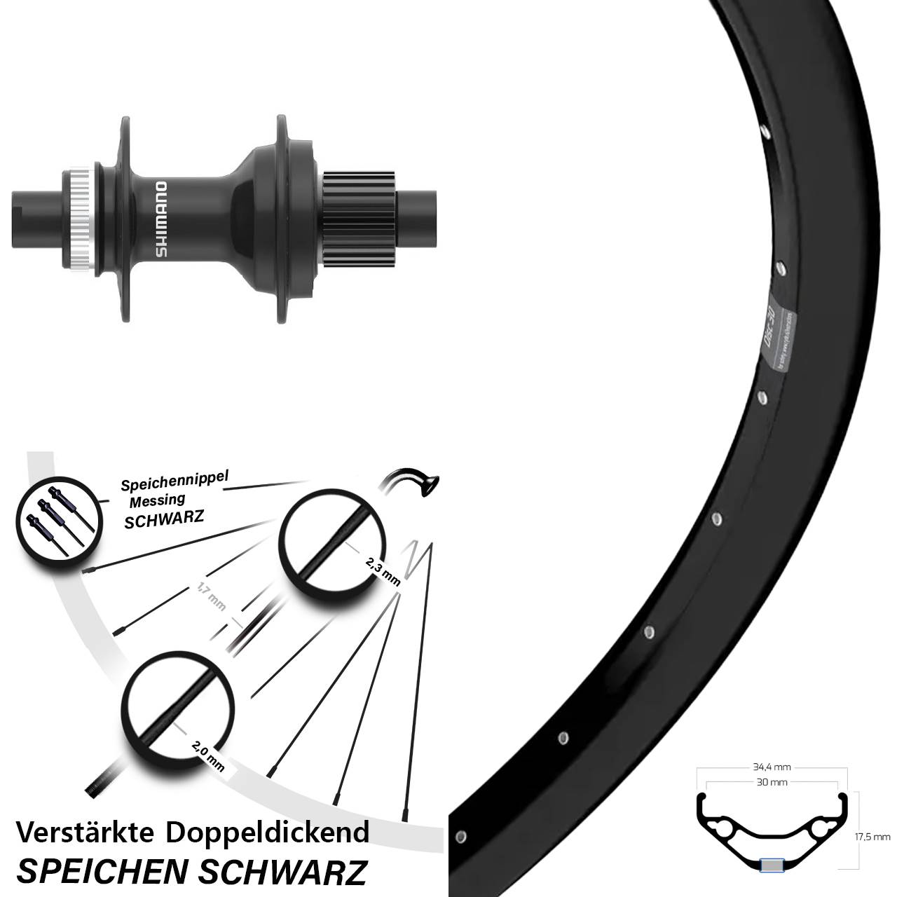 Ryde Disc 30 Shimano FH-MT410 27,5 Zoll Hinterrad 12x142 Micro Spline