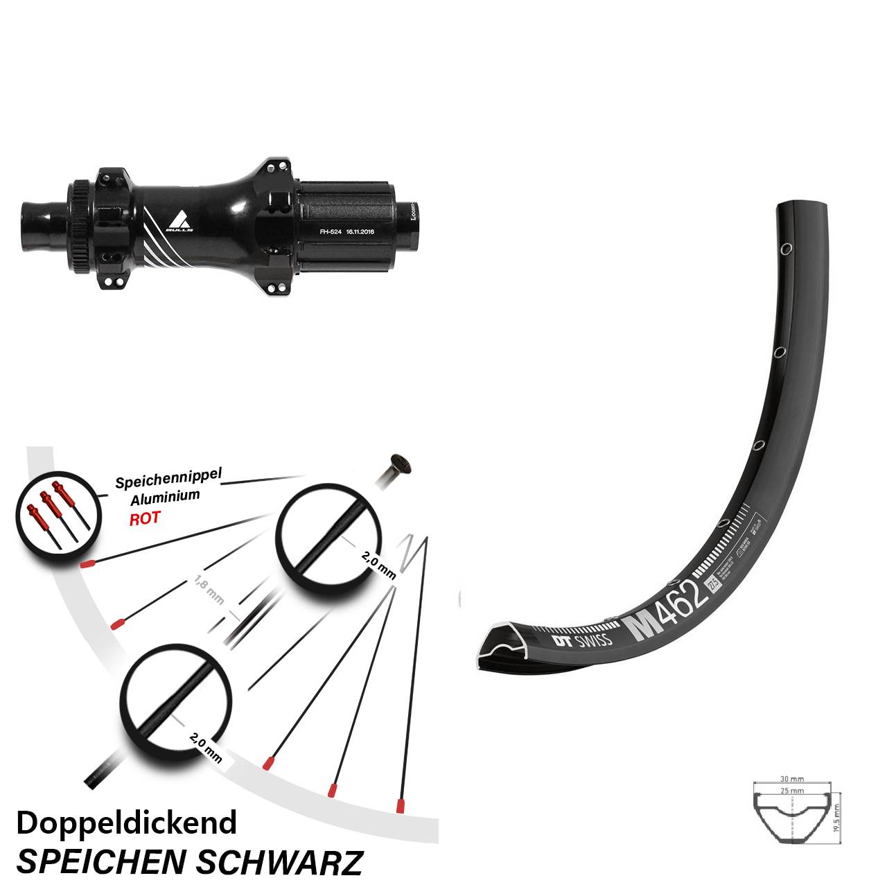 29 Zoll Hinteres Rad DT Swiss M 462 mit Formula Boost