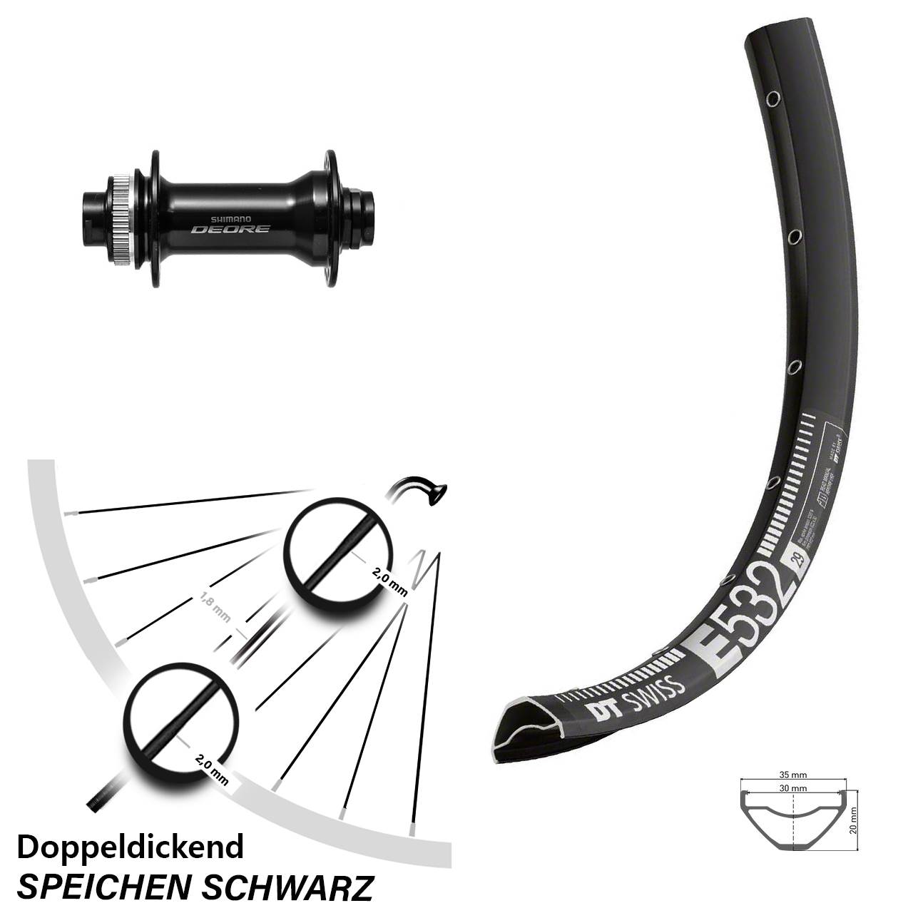 Vorderrad Centerlock 27,5 Zoll DT Swiss E 532 Shimano Deore 15x110 Boost