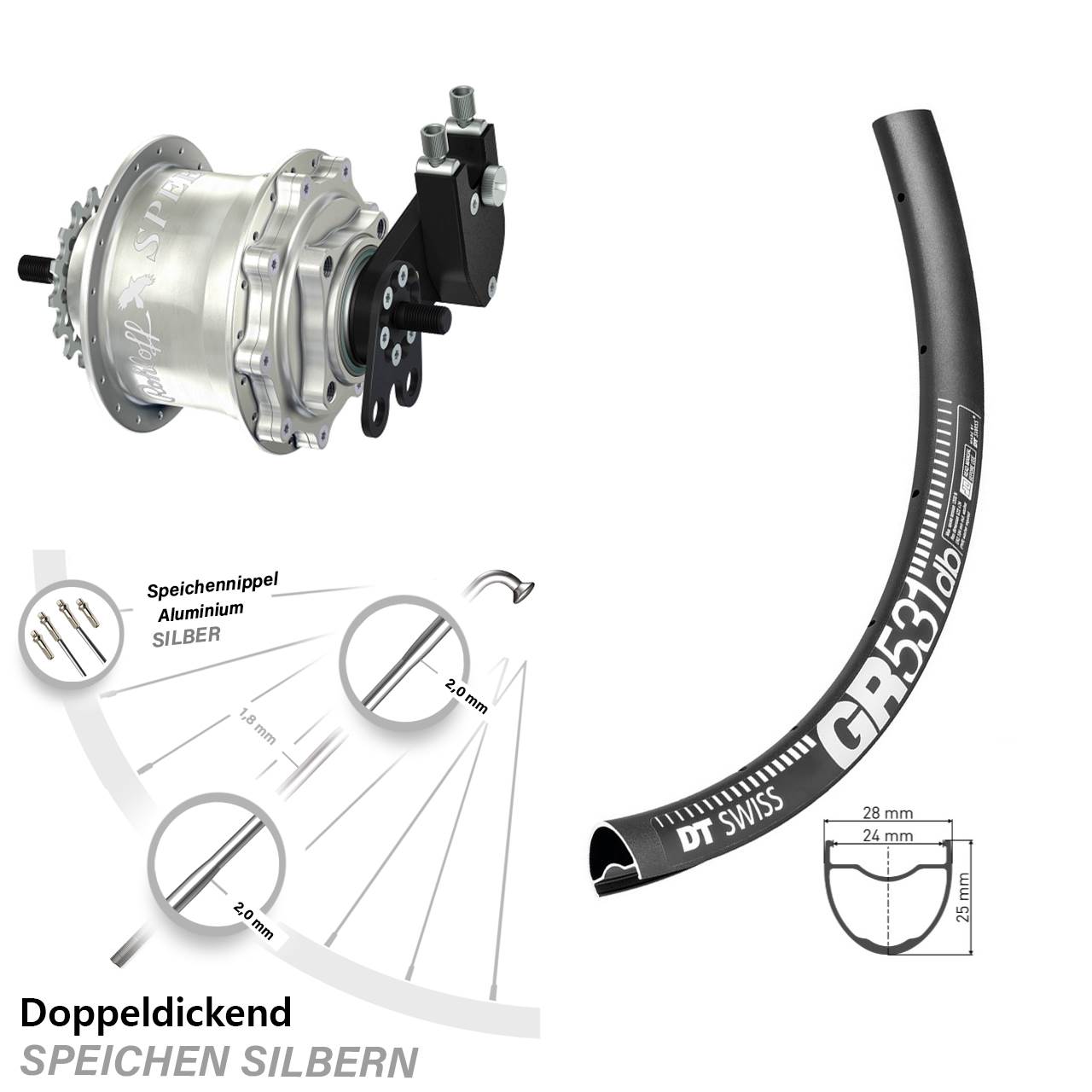 28 Zoll DT Swiss GR531 Rohloff Speedhub TS DB