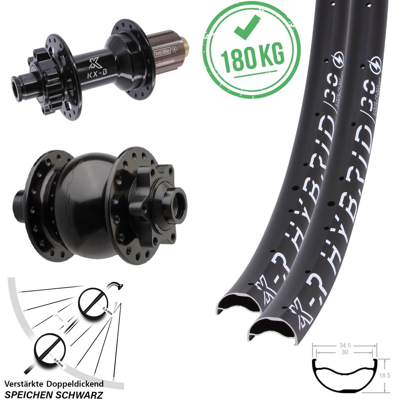 6-Loch Laufradsatz 15x110 12x148 29 Zoll KX-BR Hybrid 30 SON 28 8-11 fach HG