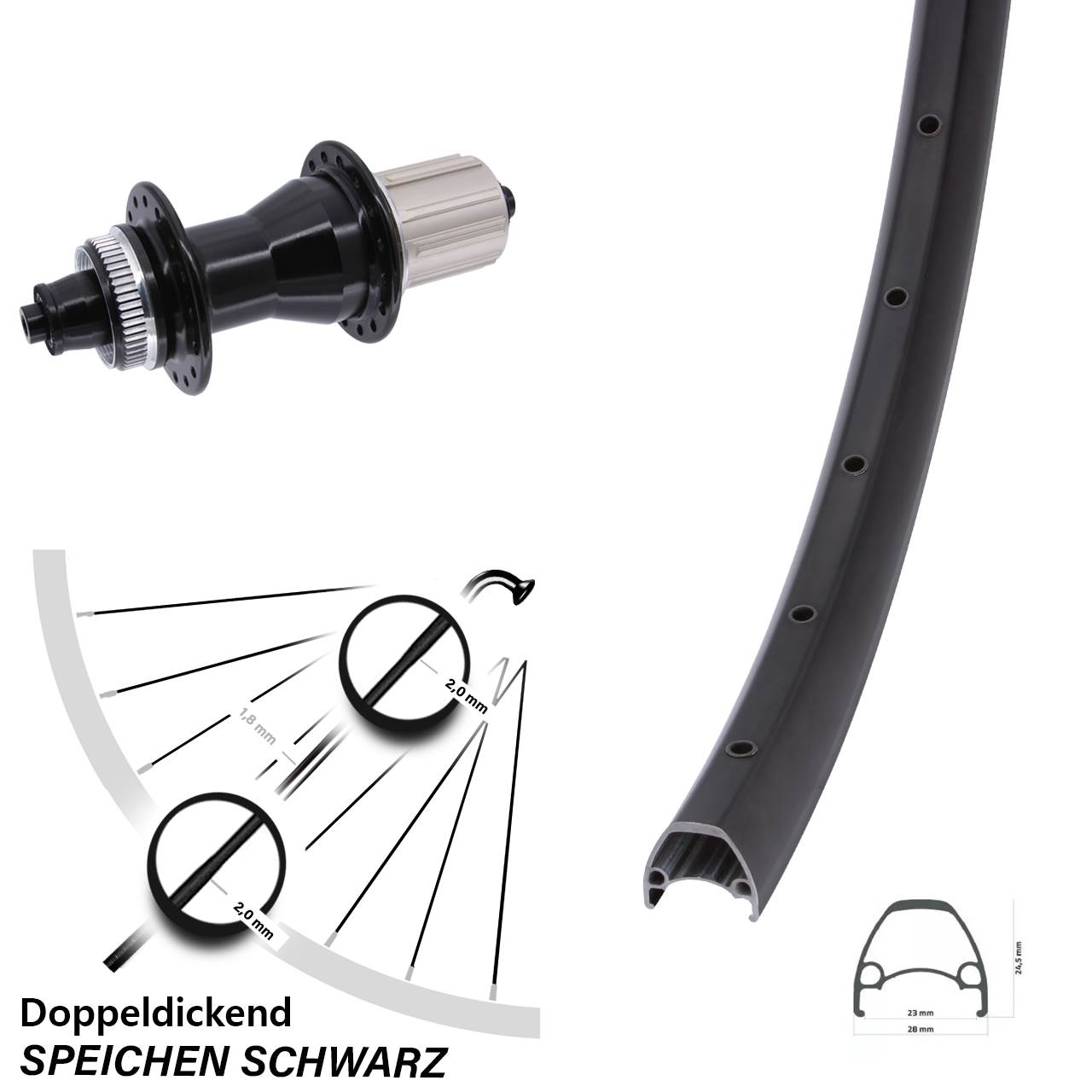 Disc Hinterrad 28-29 Zoll Ambrosio Sport Novatec CL135 8-12 fach HG QR