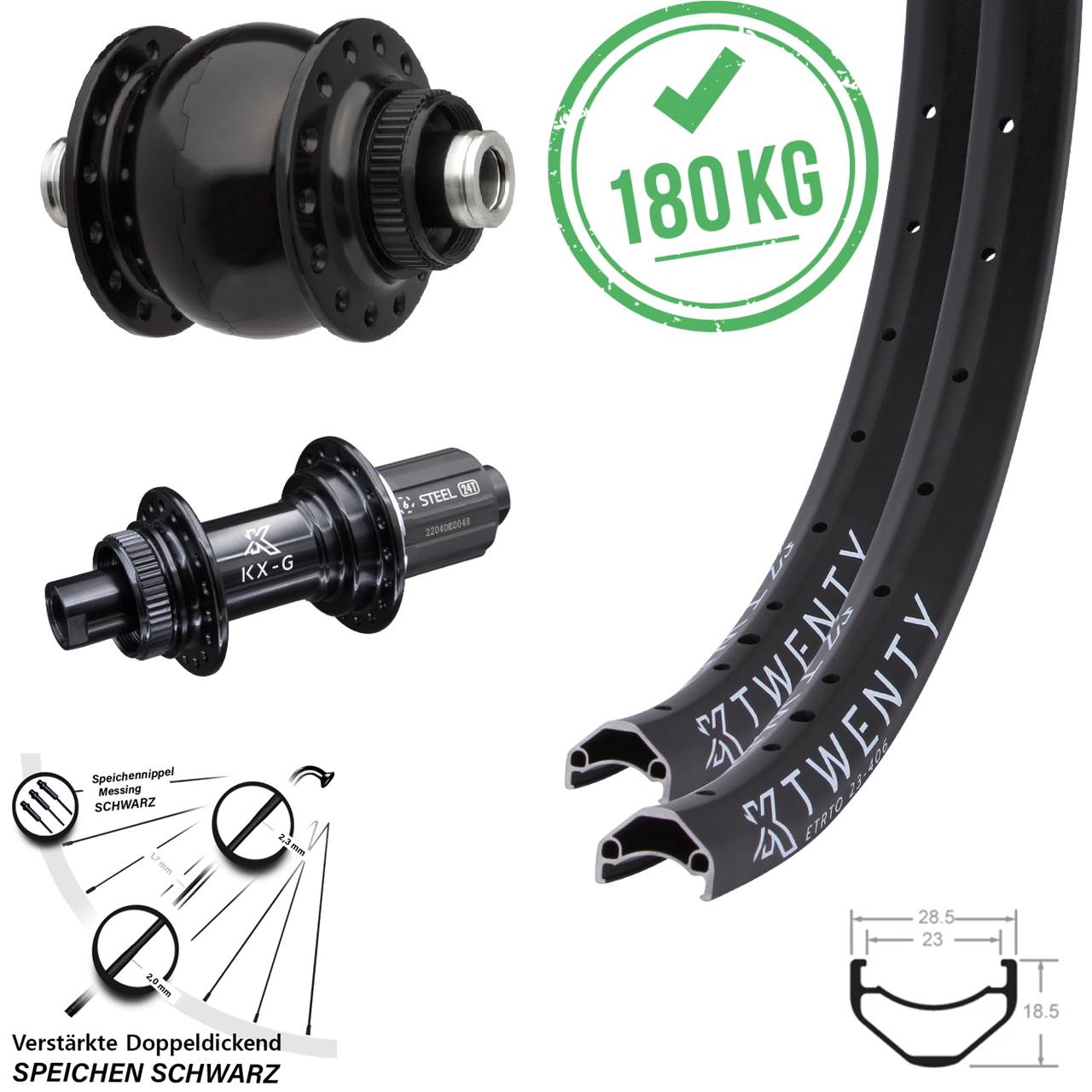 KX-GS Twenty verstärkt SON 28 20 Zoll Centerlock Laufradsatz 12x100/142 8-12 fach
