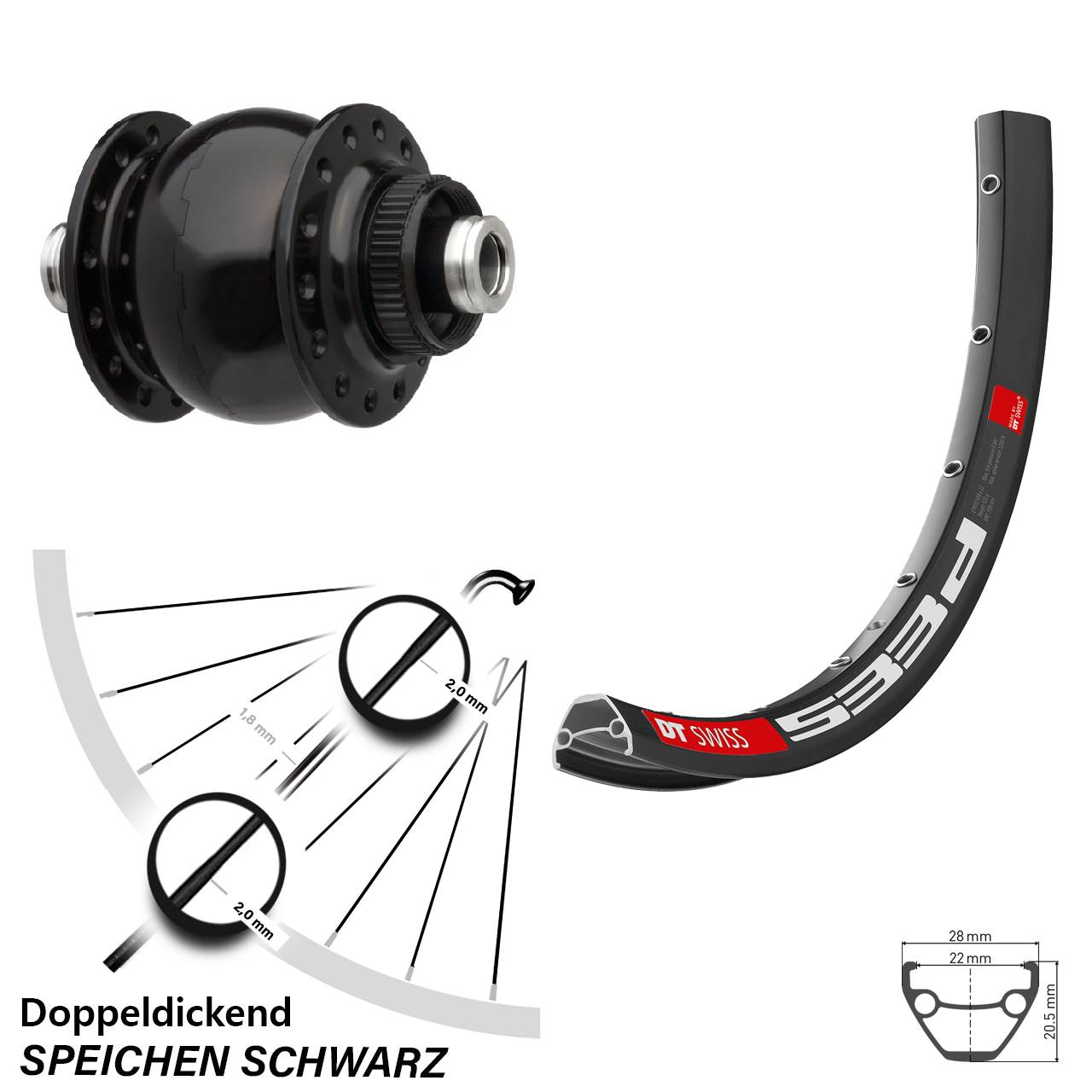 28, 29 Zoll Vorderrad Disc Centerlock DT Swiss 533 D Son 28-12