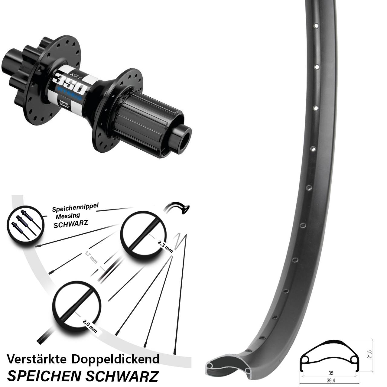 Disc Laufrad 29 Zoll Ambrosio E35 DT Swiss 350 Hybrid 8-11 fach 12x148